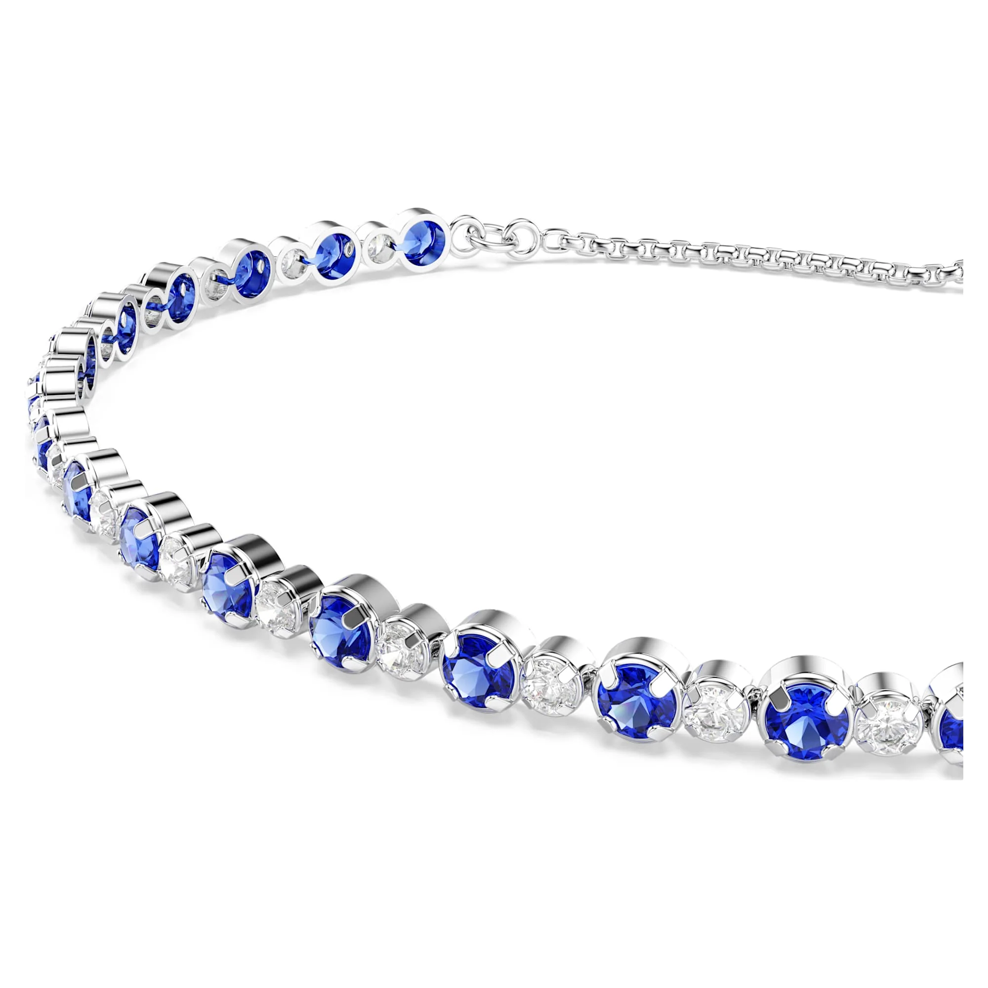 Matrix Tennis bracelet Mixed round cuts, Blue, Rhodium plated - Image 4