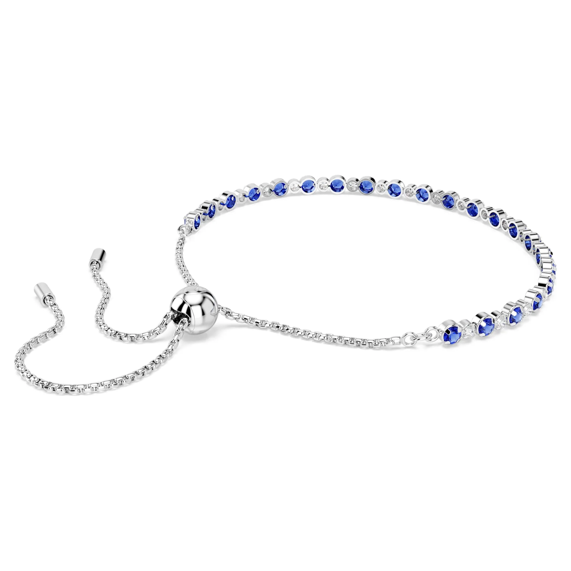Matrix Tennis bracelet Mixed round cuts, Blue, Rhodium plated - Image 5