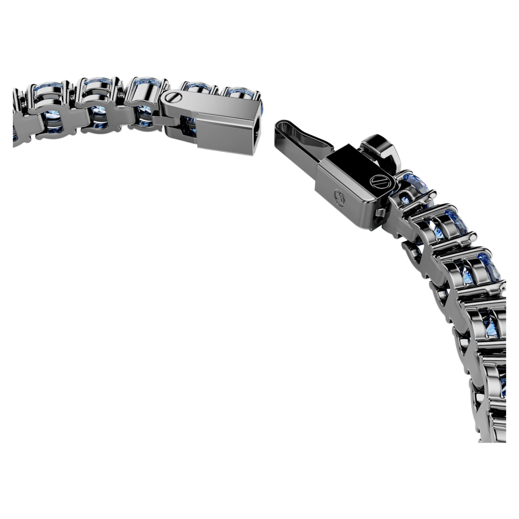 Matrix Tennis bracelet Round cut, Blue, Ruthenium plated - Image 3
