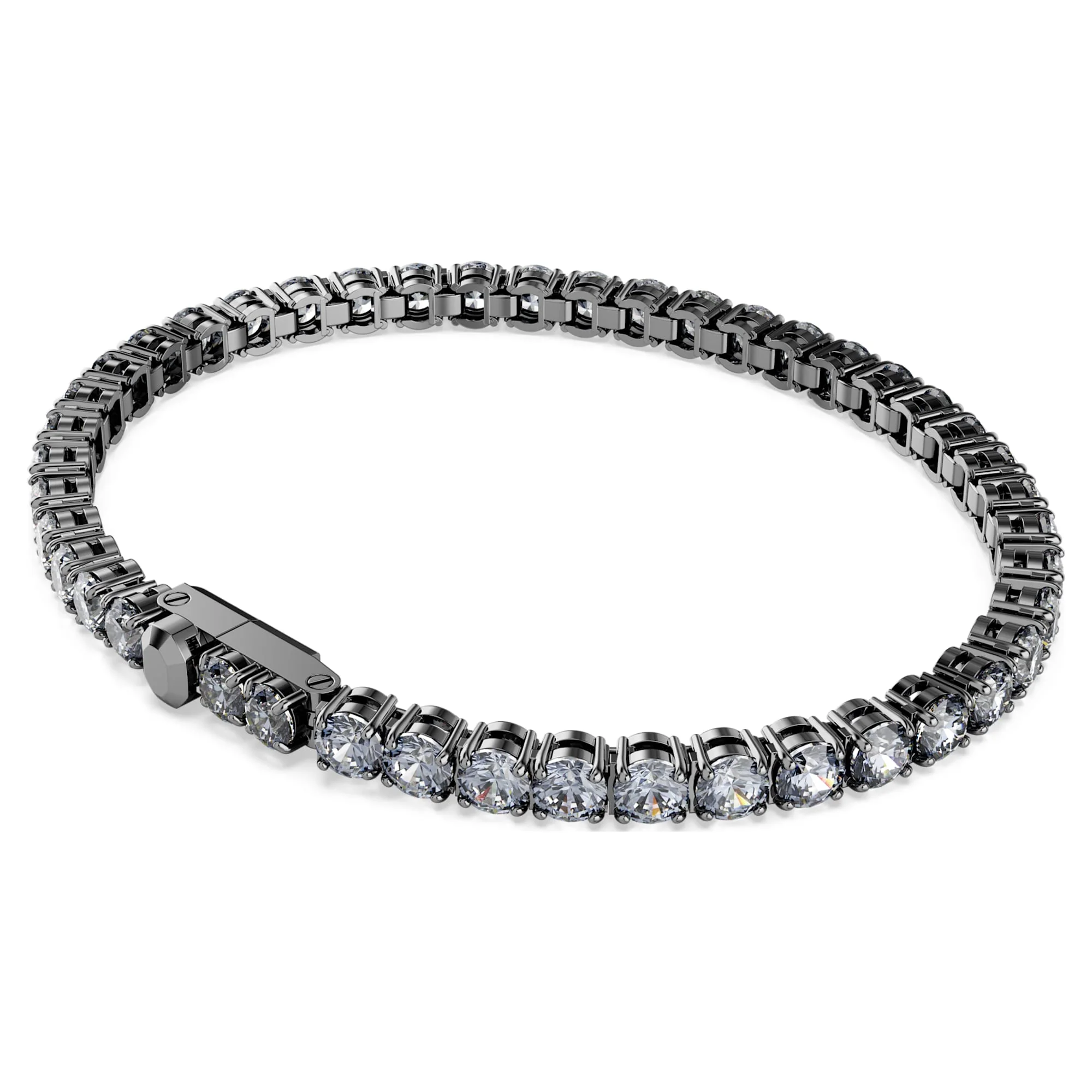 Matrix Tennis bracelet Round cut, Gray, Ruthenium plated - Image 4