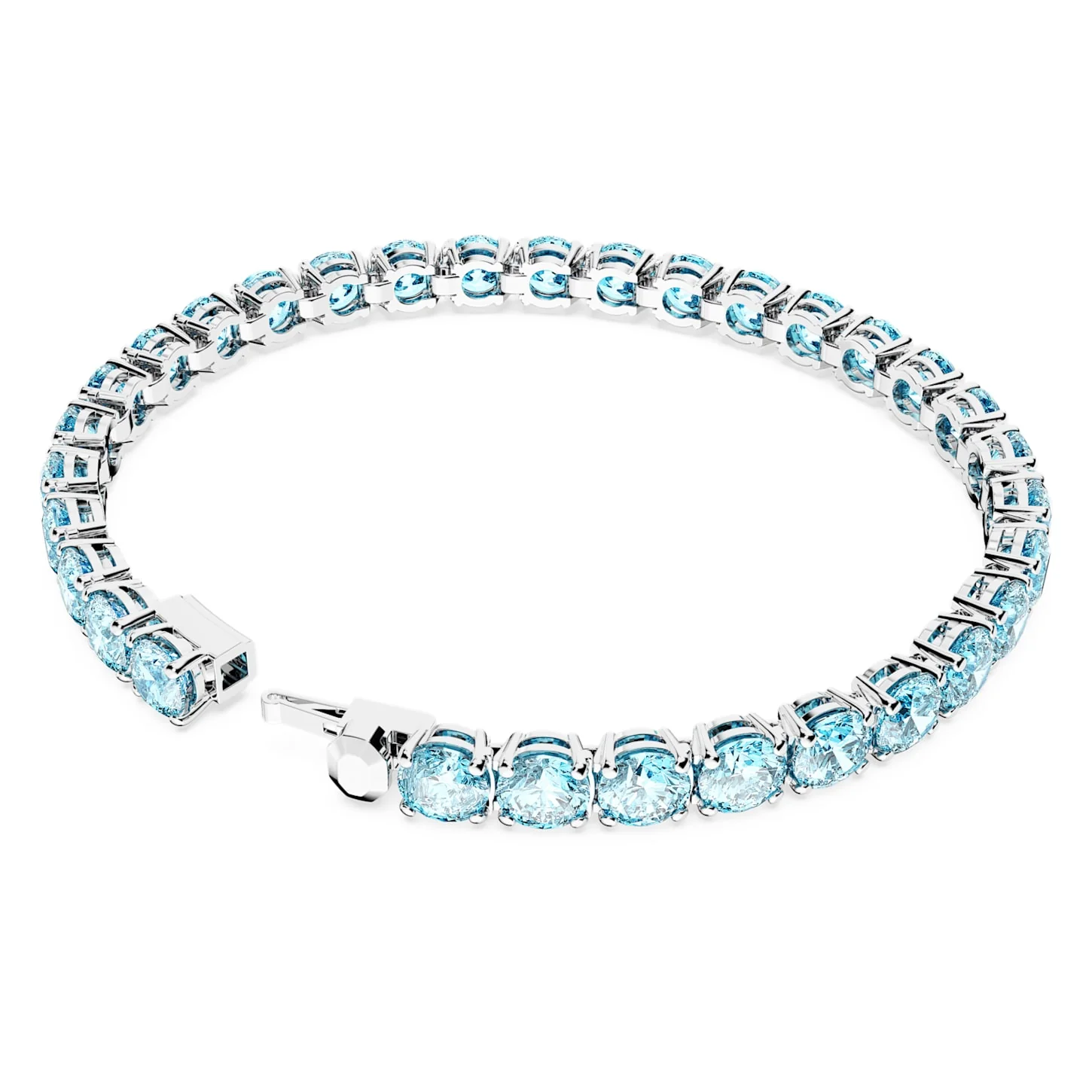 Matrix Tennis bracelet Round cut, Medium, Blue, Rhodium plated - Image 4