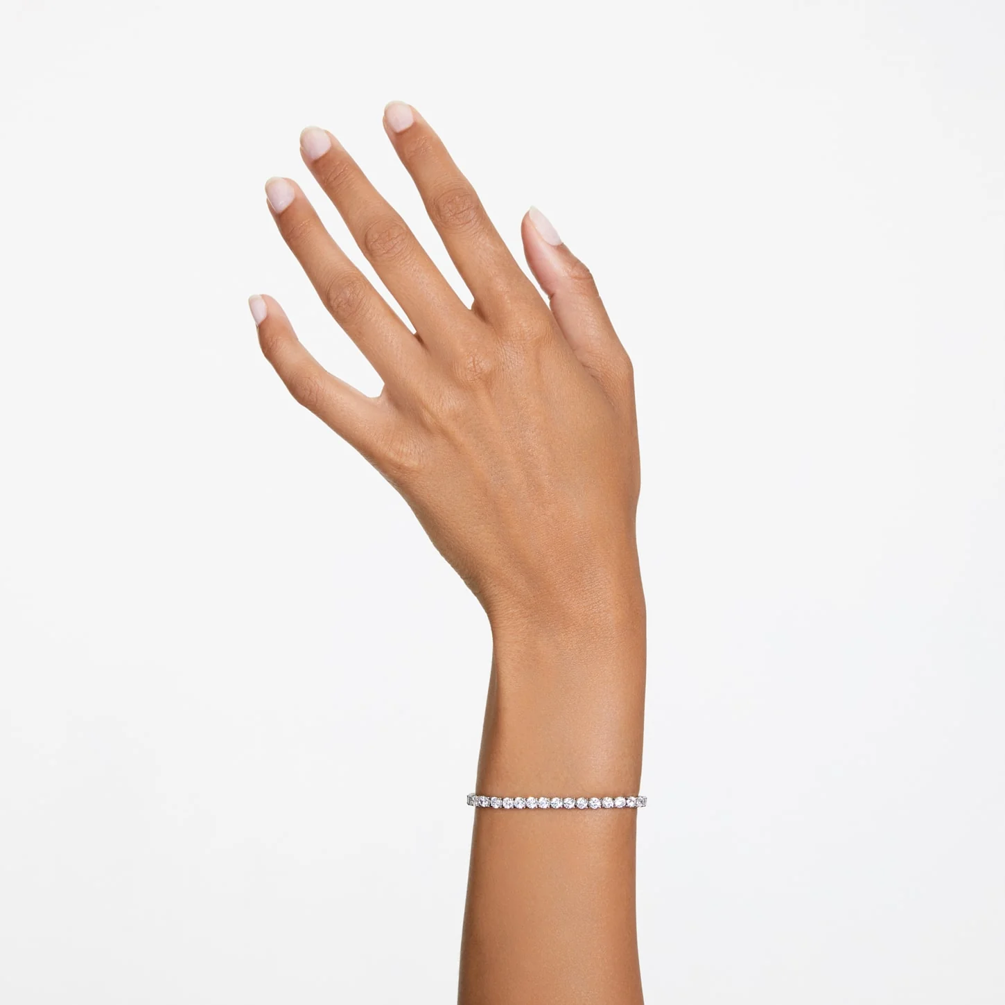 Matrix Tennis bracelet Round cut, Small, White, Rhodium plated - Image 5