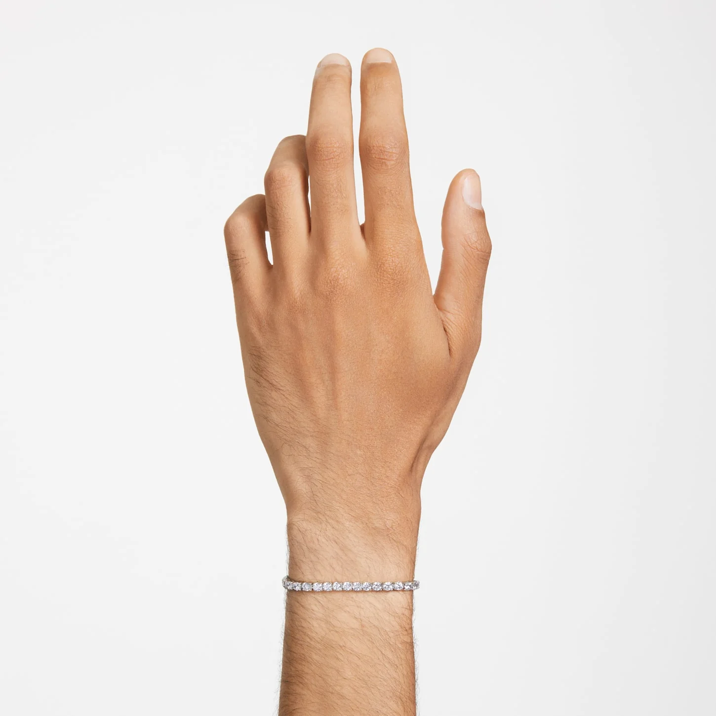 Matrix Tennis bracelet Round cut, Small, White, Rhodium plated - Image 7