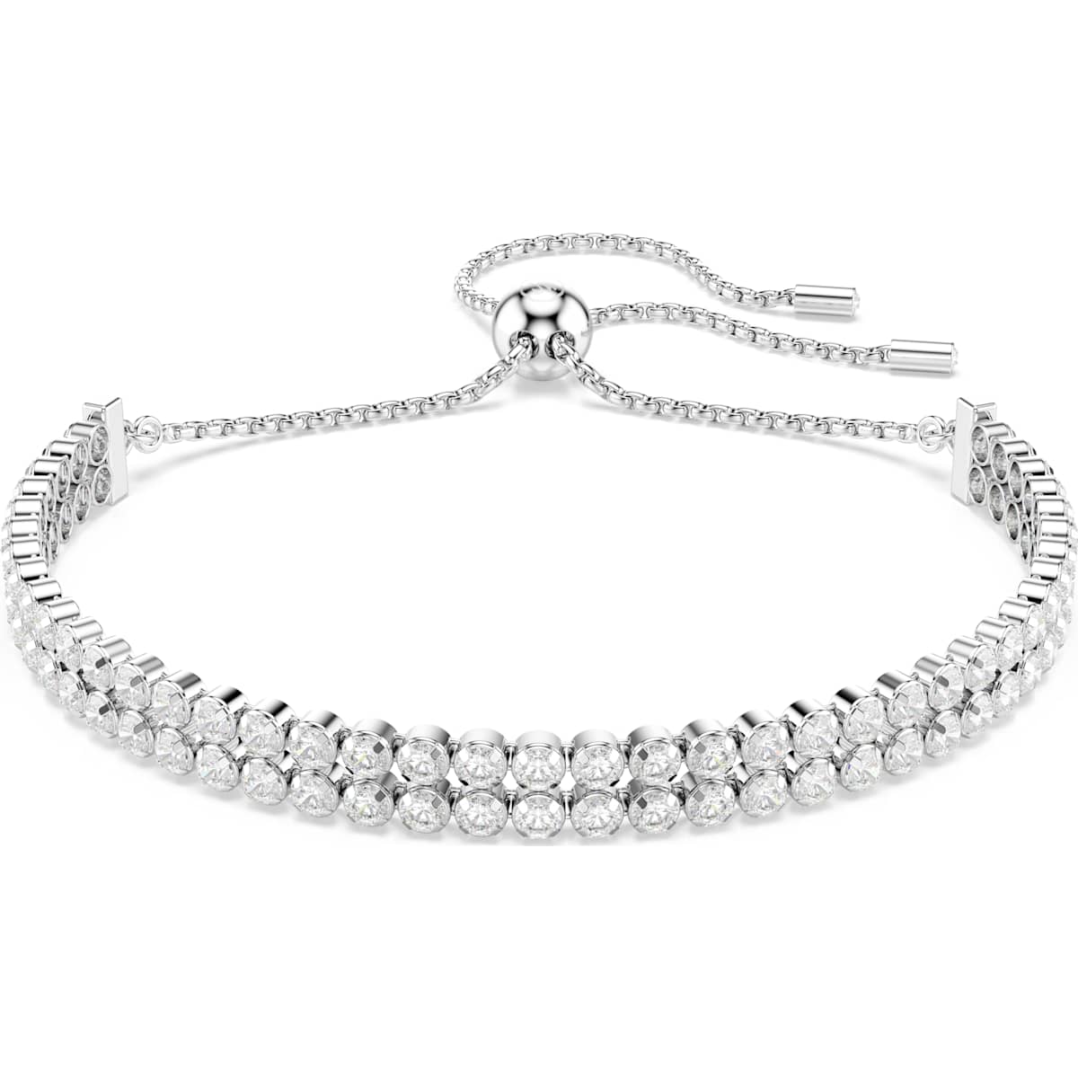Matrix Tennis bracelet Round cut, White, Rhodium plated
