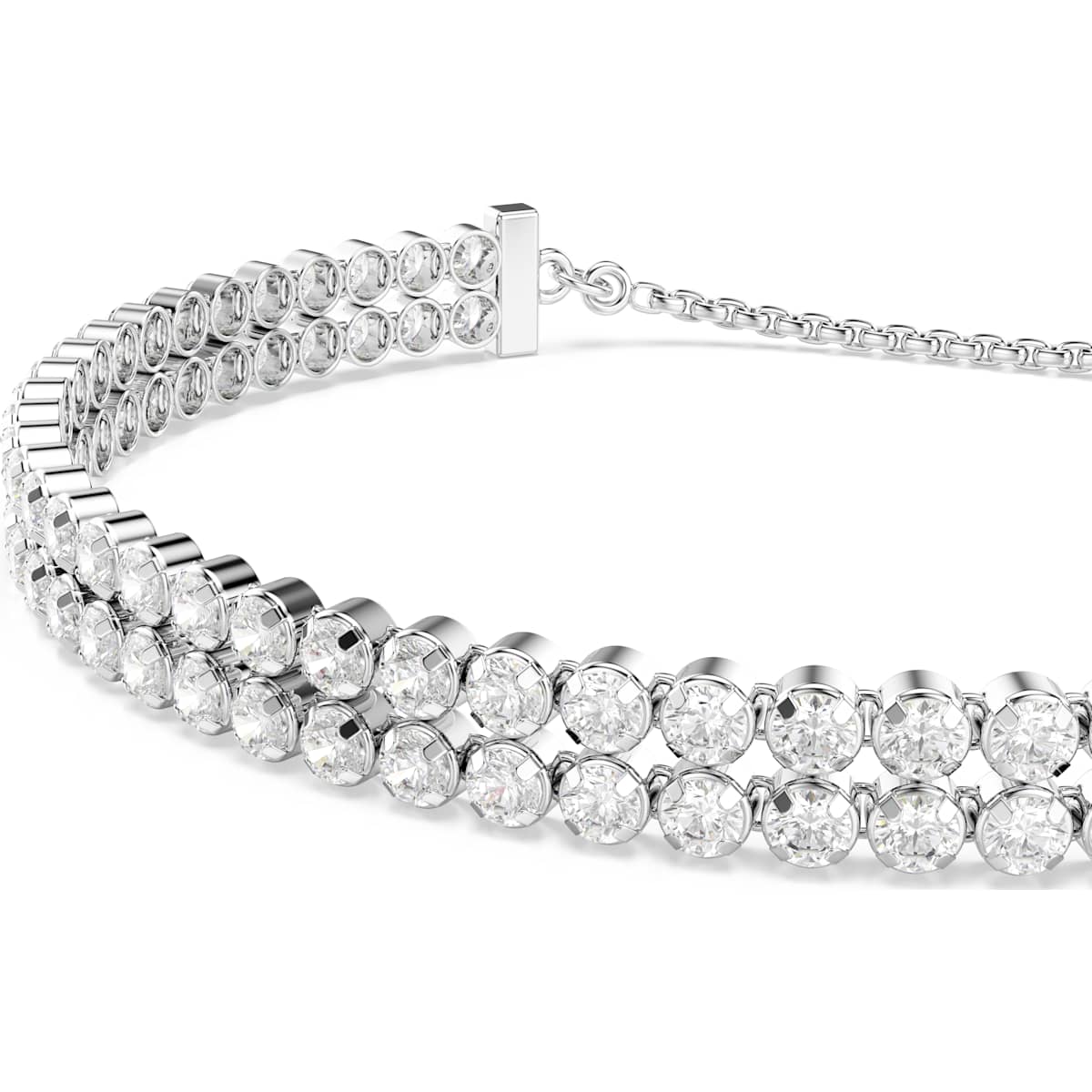 Matrix Tennis bracelet Round cut, White, Rhodium plated - Image 2