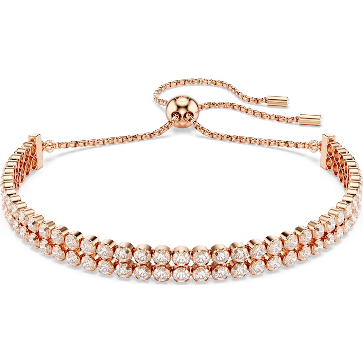 Matrix Tennis bracelet Round cut, White, Rose gold-tone plated