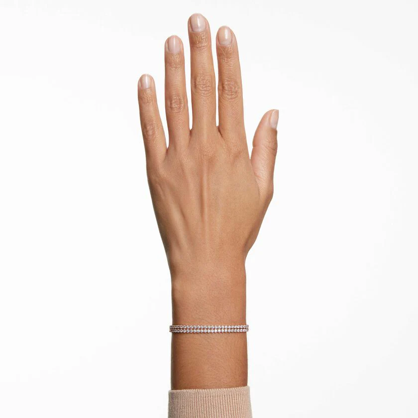 Matrix Tennis bracelet Round cut, White, Rose gold-tone plated - Image 6