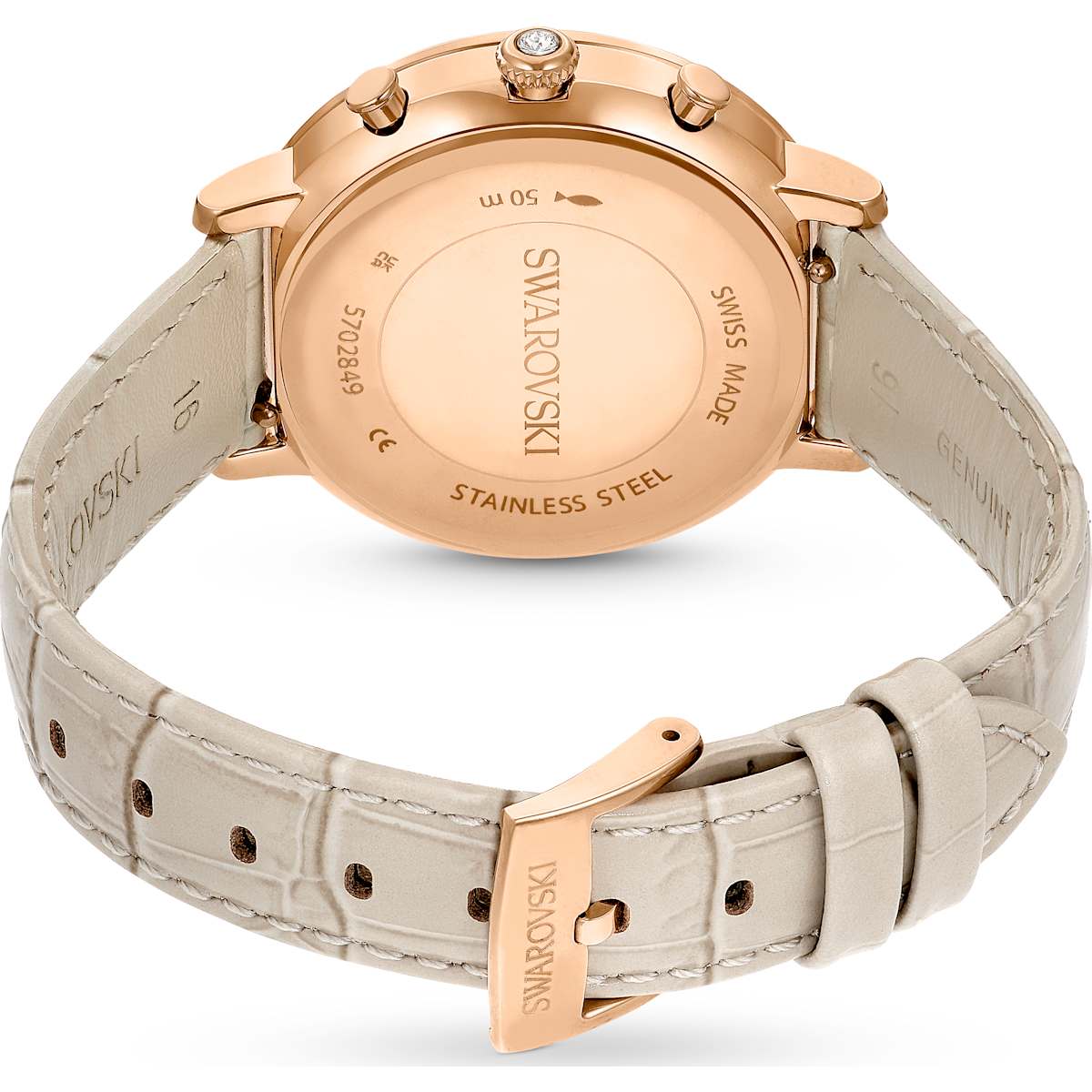 Matrix Tennis Chrono watch, Swiss Made, Leather strap, Beige, Rose gold-tone finish - Image 3