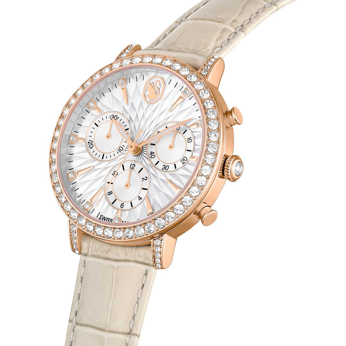 Matrix Tennis Chrono watch, Swiss Made, Leather strap, Beige, Rose gold-tone finish - Image 4