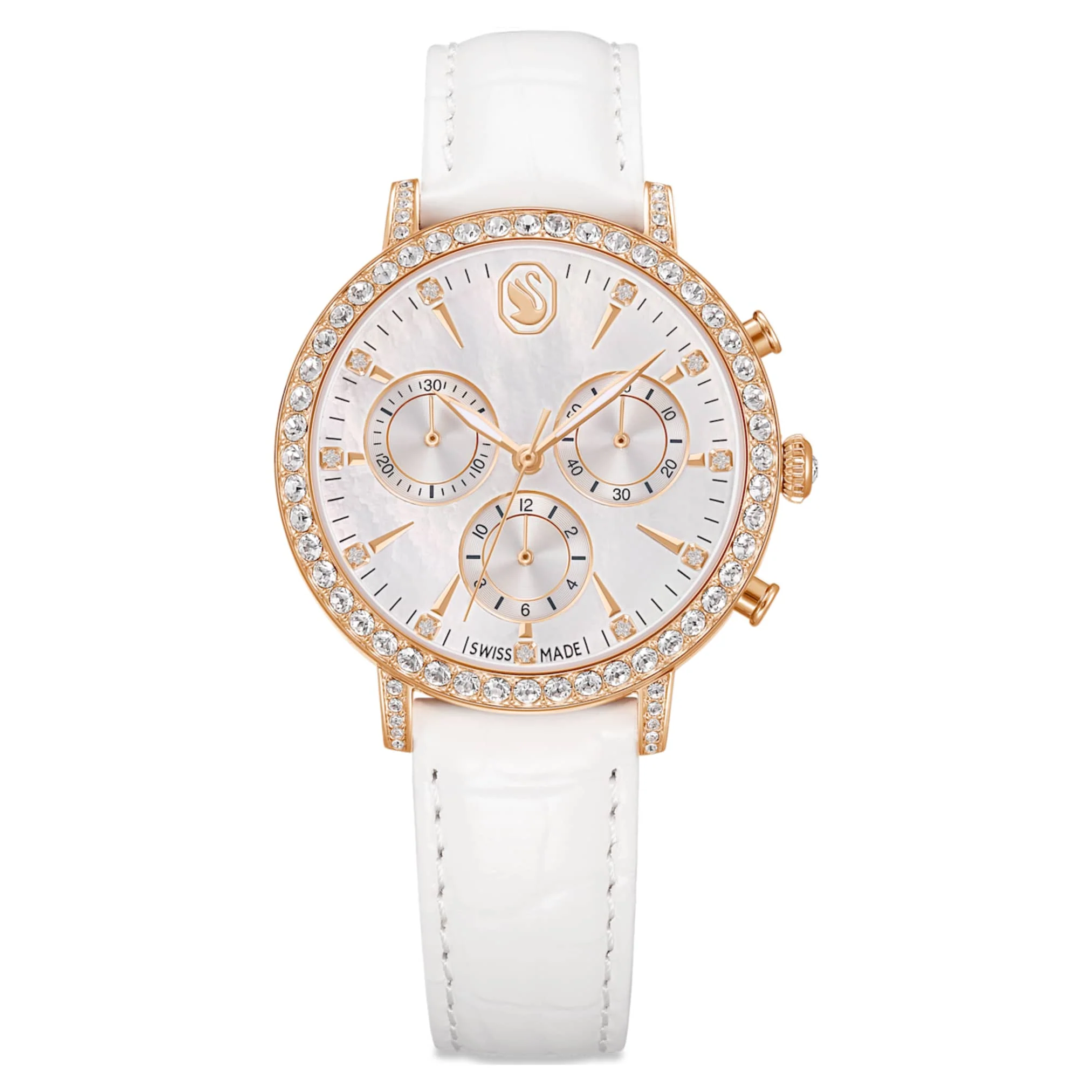 Matrix tennis chrono watch Swiss Made, Leather strap, Rose gold tone, Rose gold-tone finish