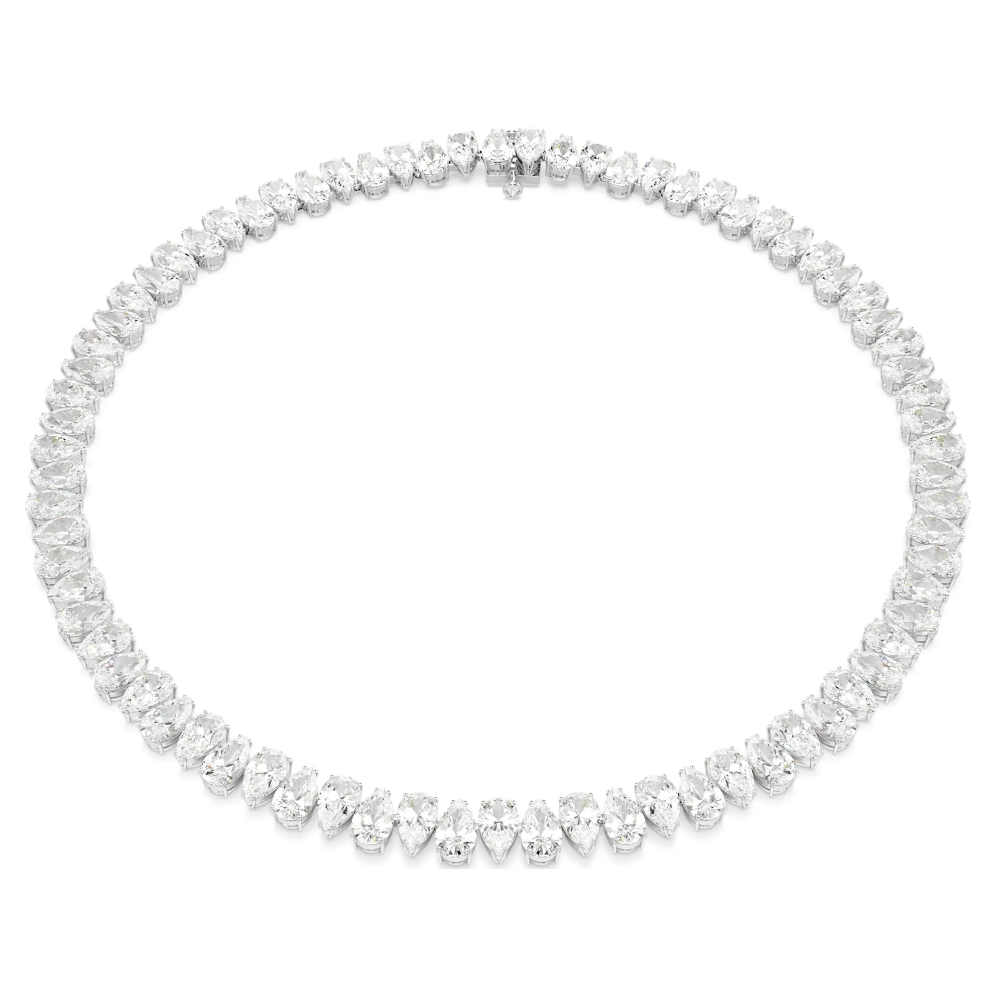 Matrix Tennis necklace Pear cut, White, Rhodium plated