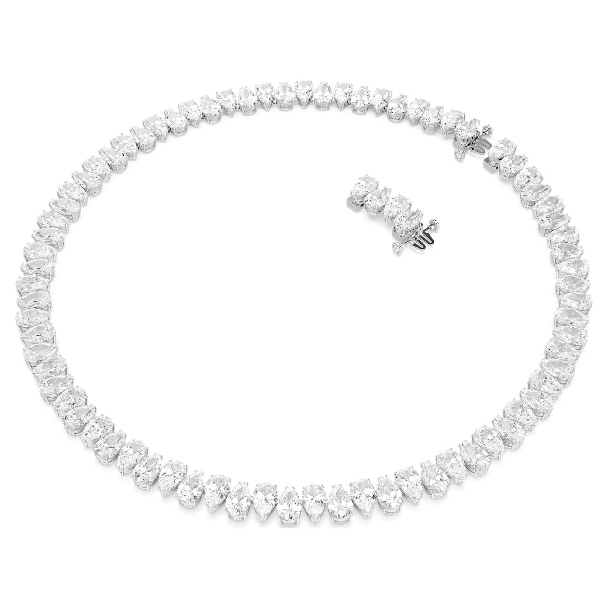 Matrix Tennis necklace Pear cut, White, Rhodium plated - Image 2