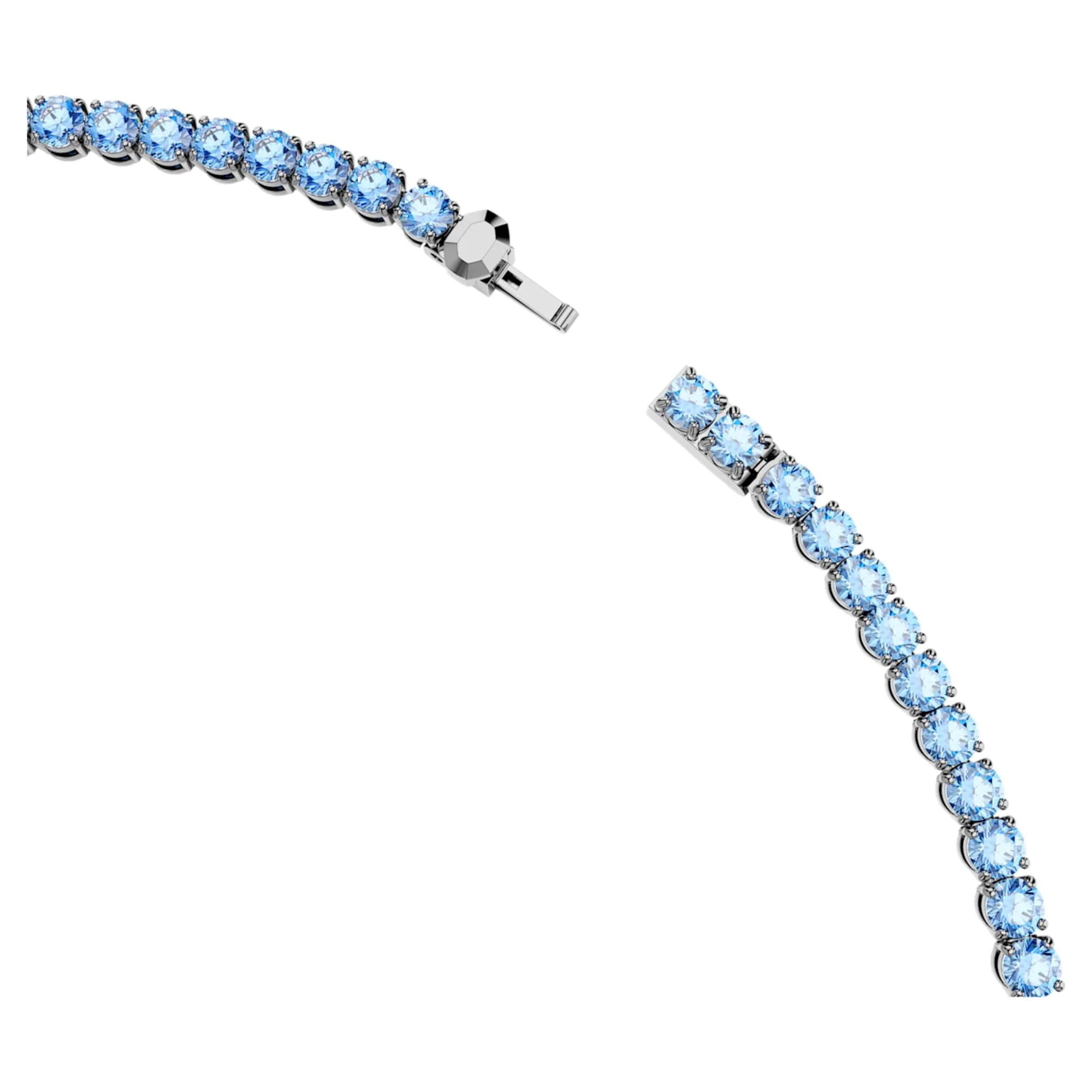 Matrix Tennis necklace Round cut, Blue, Ruthenium plated - Image 3
