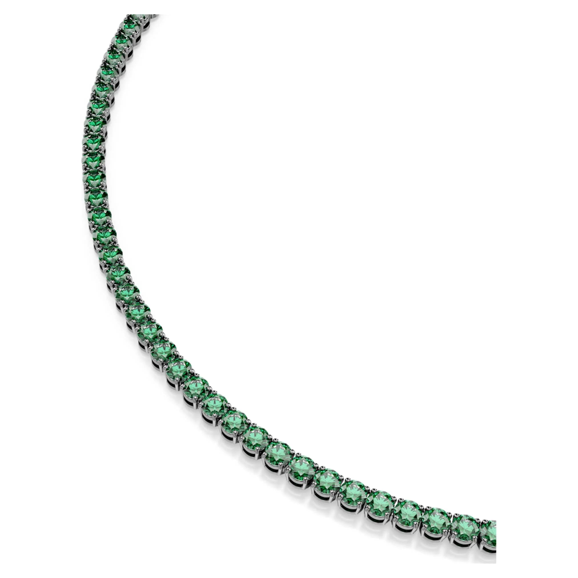 Matrix Tennis necklace Round cut, Green, Ruthenium plated - Image 4