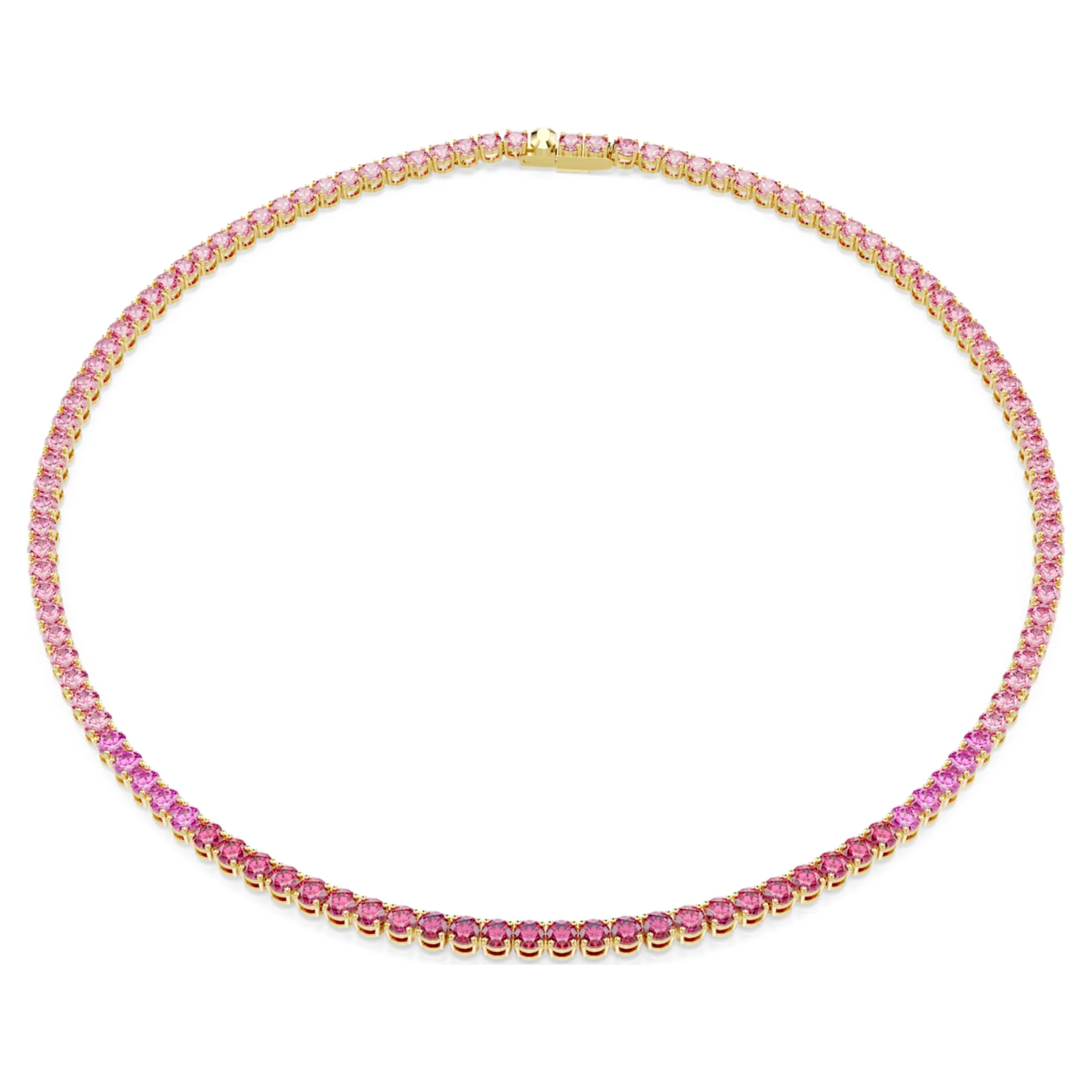 Matrix Tennis necklace Round cut, Pink, Gold-tone plated