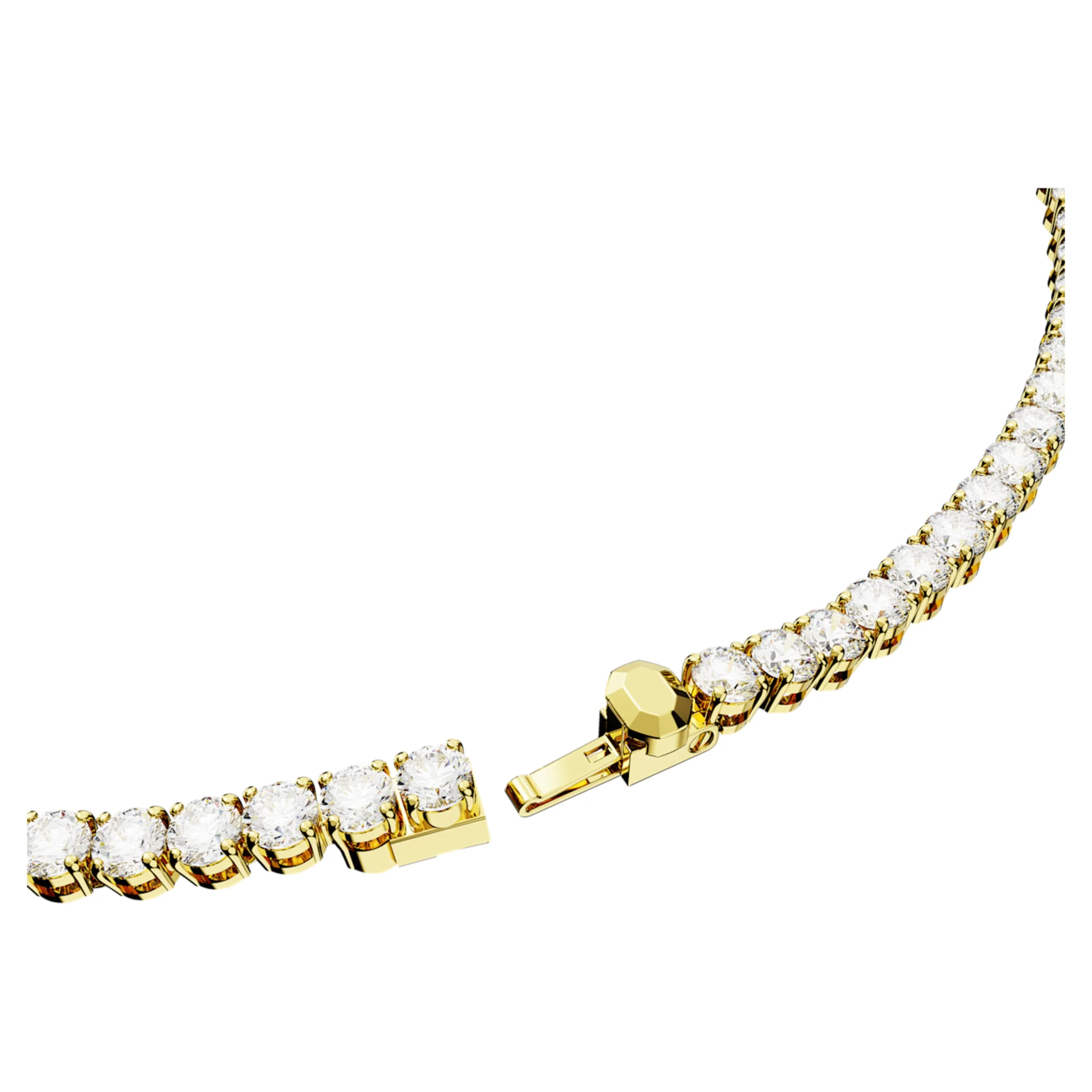 Matrix Tennis necklace Round cut, White, Gold-tone plated - Image 3