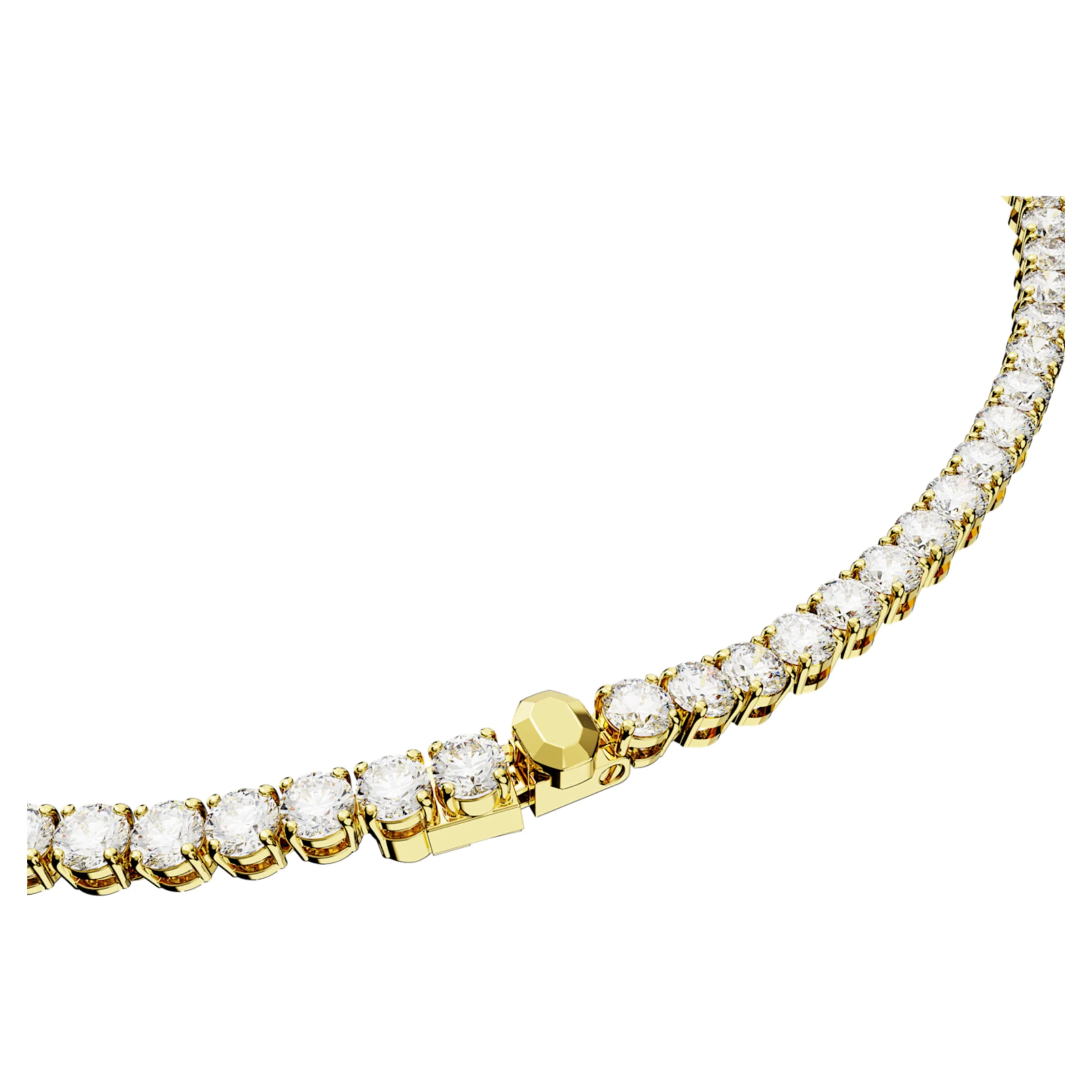 Matrix Tennis necklace Round cut, White, Gold-tone plated - Image 4