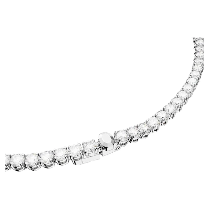 Matrix Tennis necklace Round cut, White, Rhodium plated - Image 4