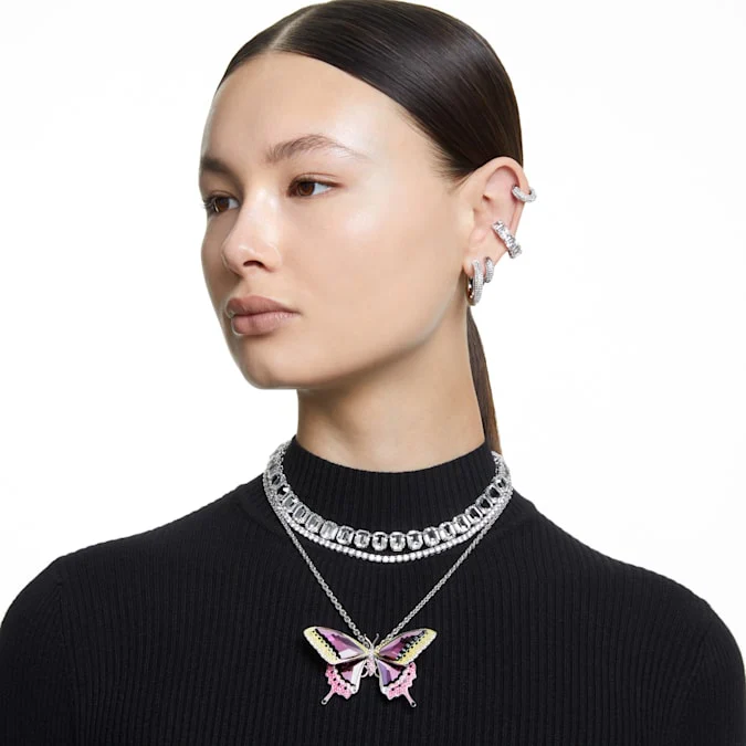 Matrix Tennis necklace Round cut, White, Rhodium plated - Image 8