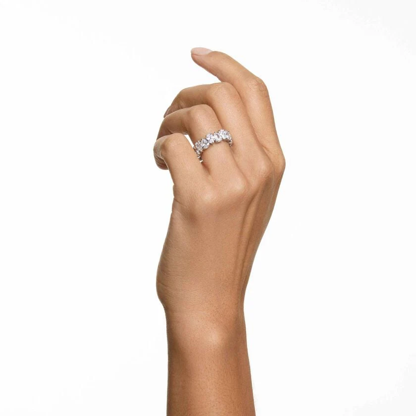 Matrix Vittore ring Pear cut, White, Silver-tone finish - Image 5