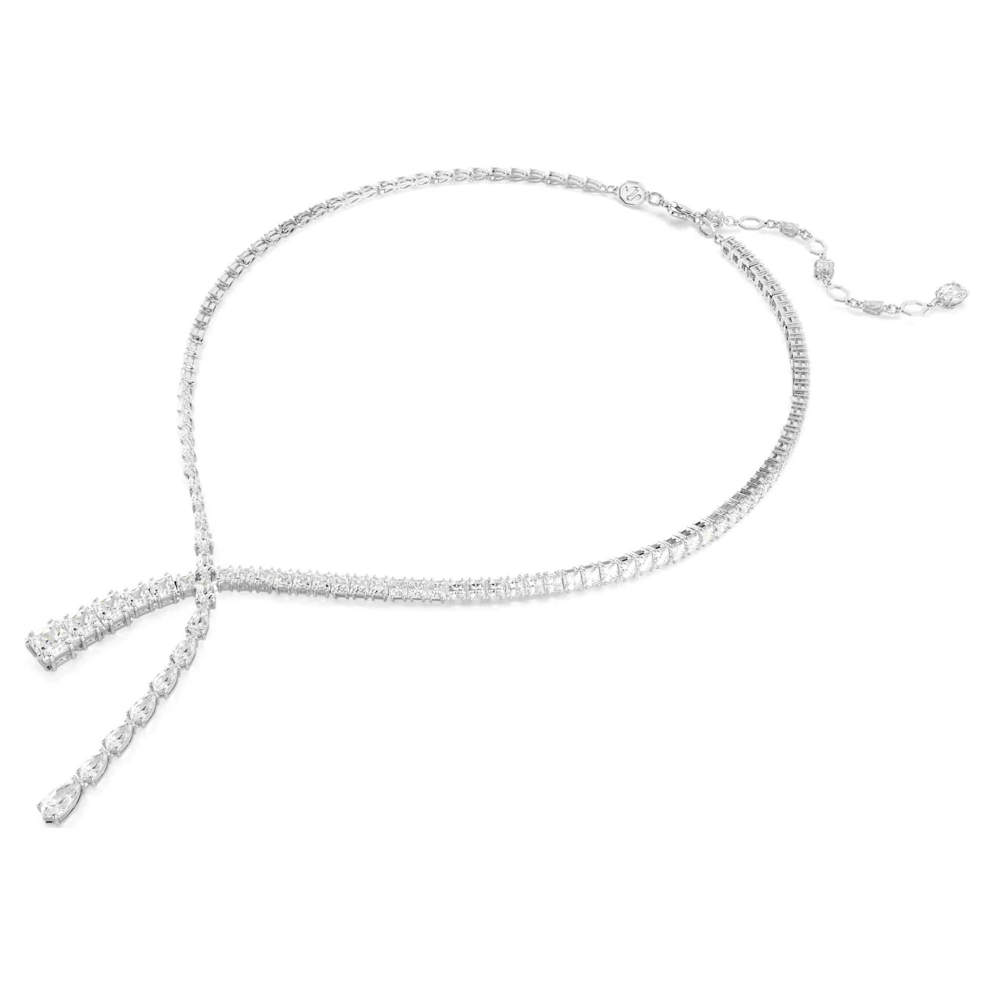Matrix Y necklace Mixed cuts, White, Rhodium plated - Image 2