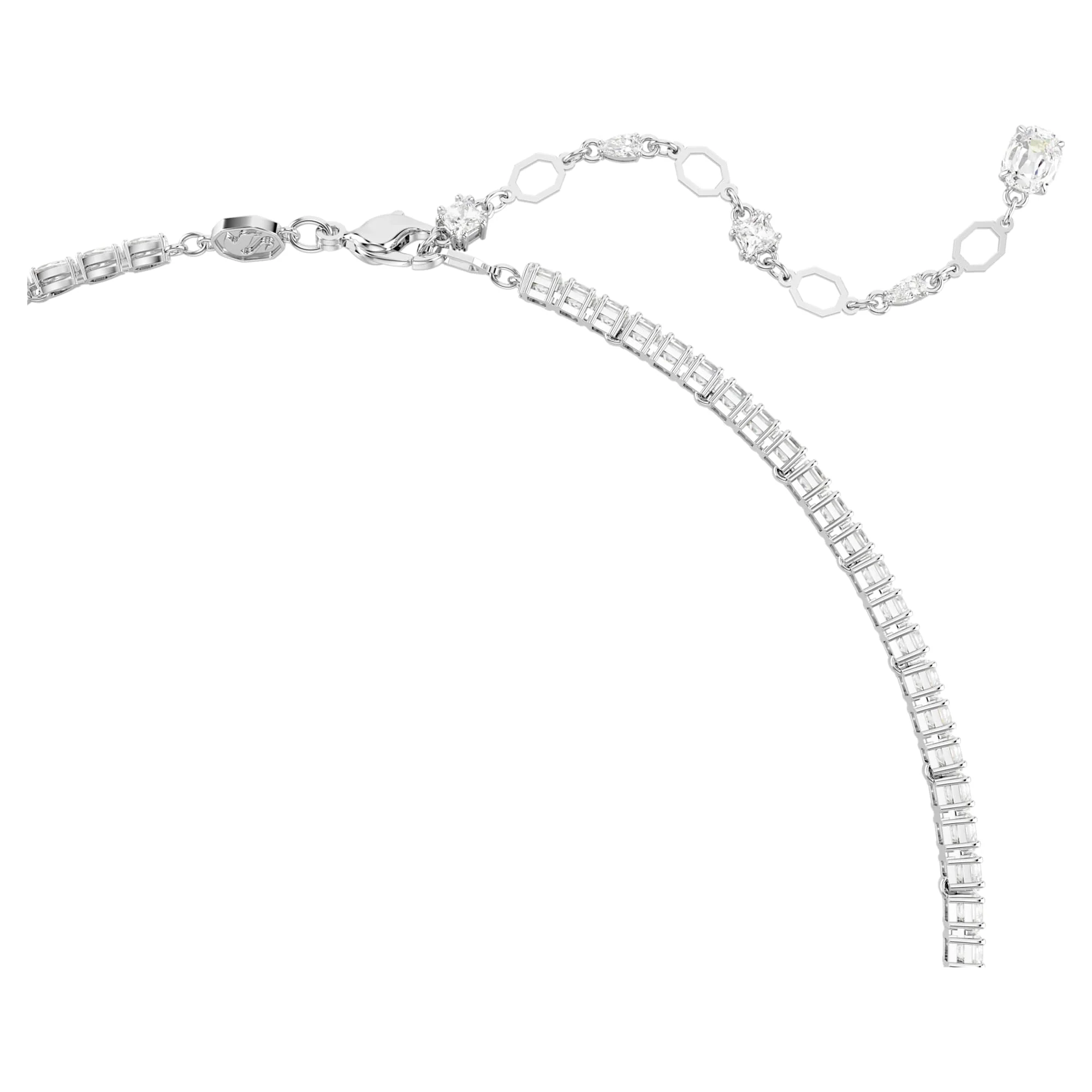 Matrix Y necklace Mixed cuts, White, Rhodium plated - Image 3