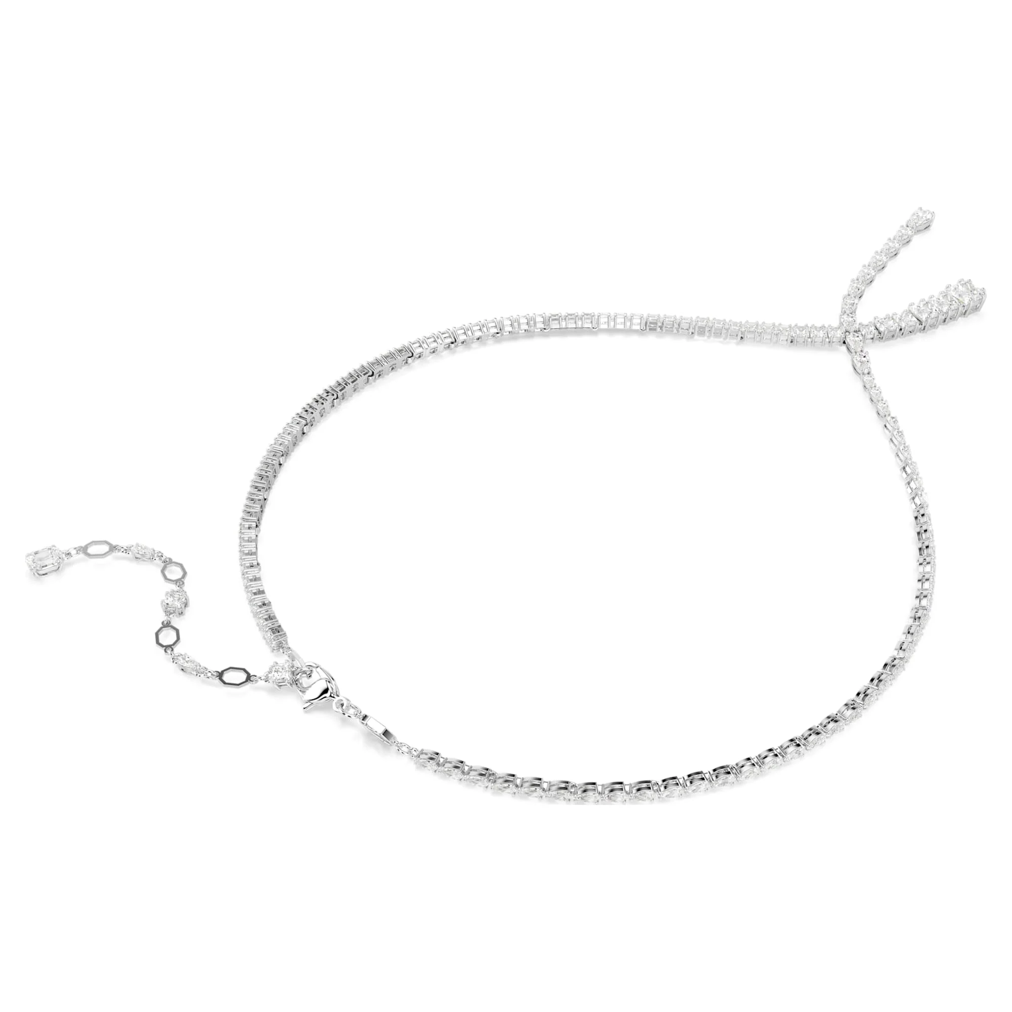 Matrix Y necklace Mixed cuts, White, Rhodium plated - Image 4
