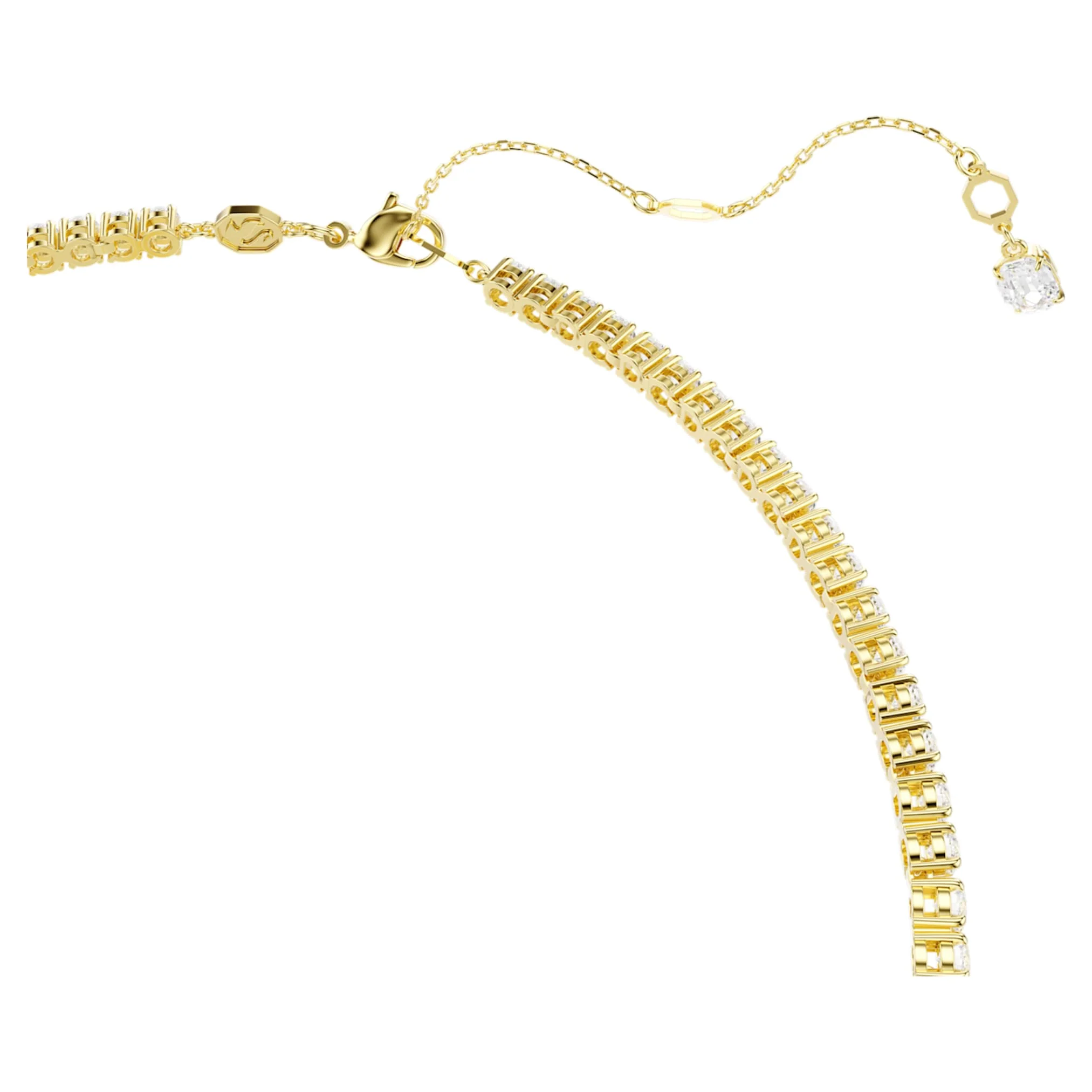 Matrix Y necklace Round cut, White, 18K gold finish - Image 3