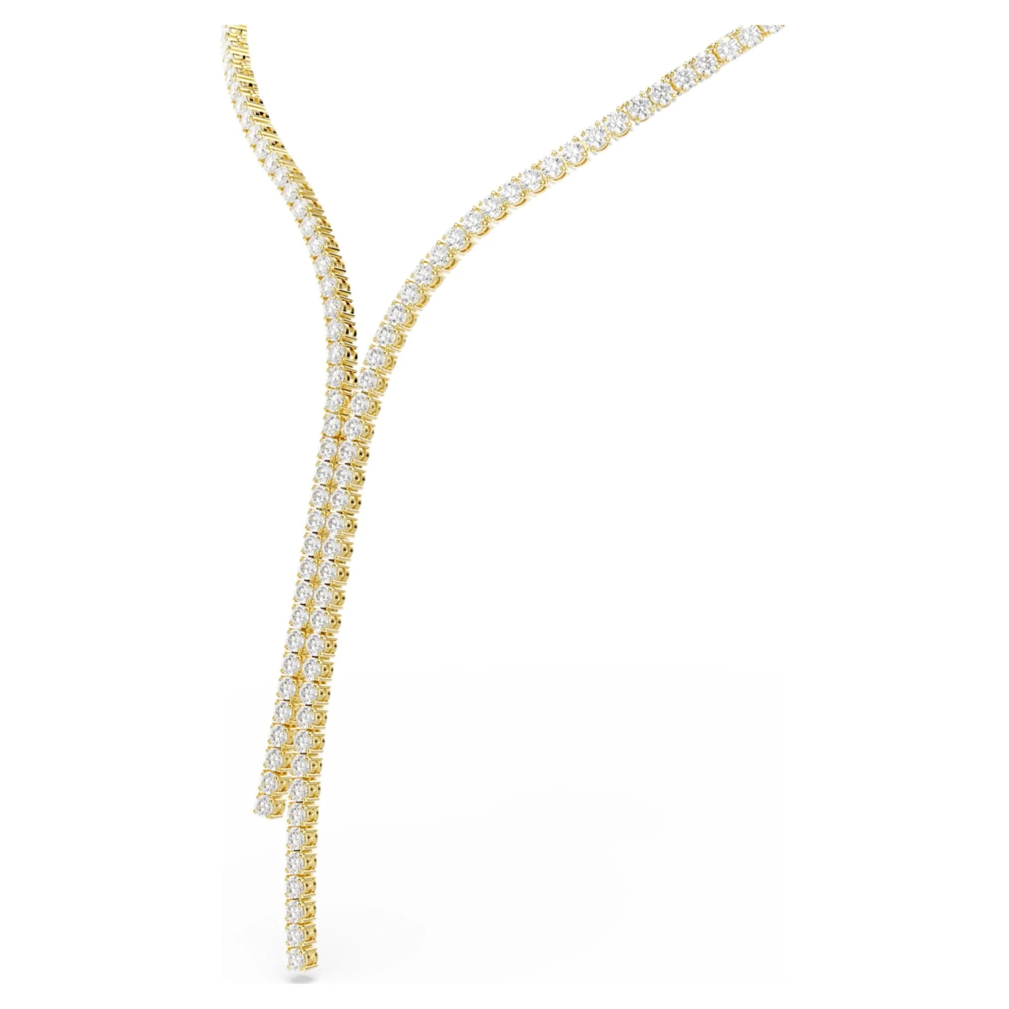 Matrix Y necklace Round cut, White, 18K gold finish - Image 4