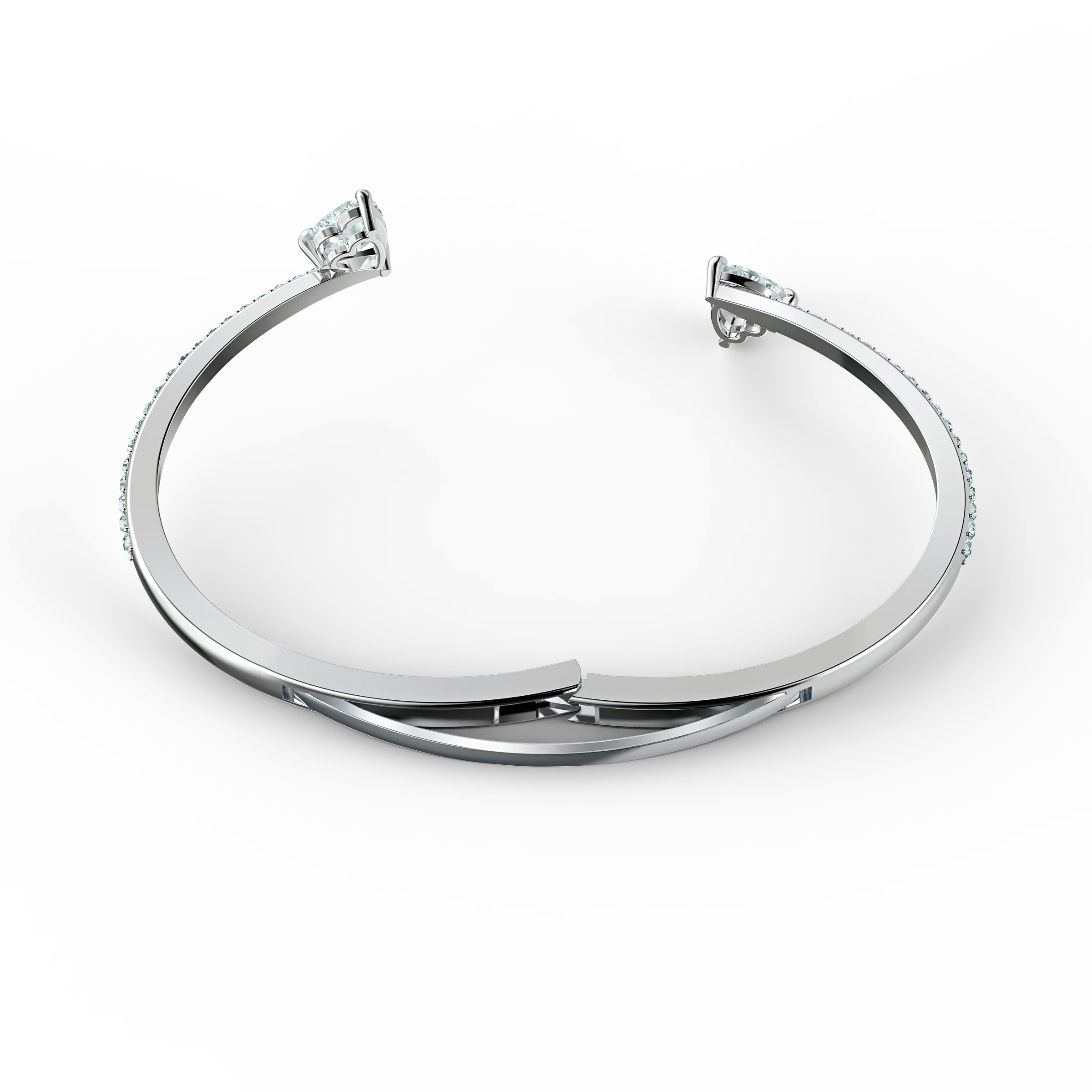 Mesmera bangle Heart, White, Rhodium plated - Image 3