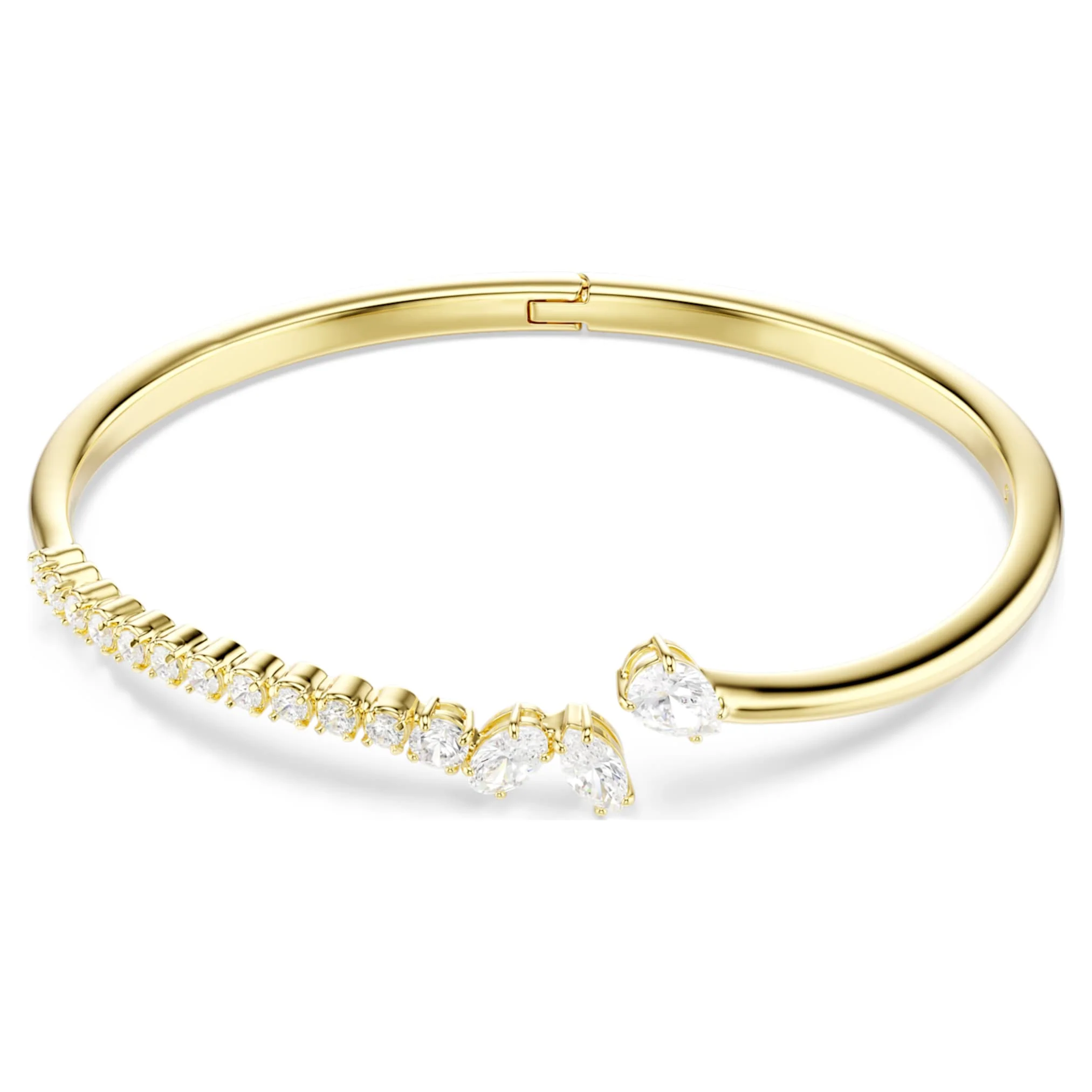 Mesmera bangle Mixed cuts, White, 18K gold finish