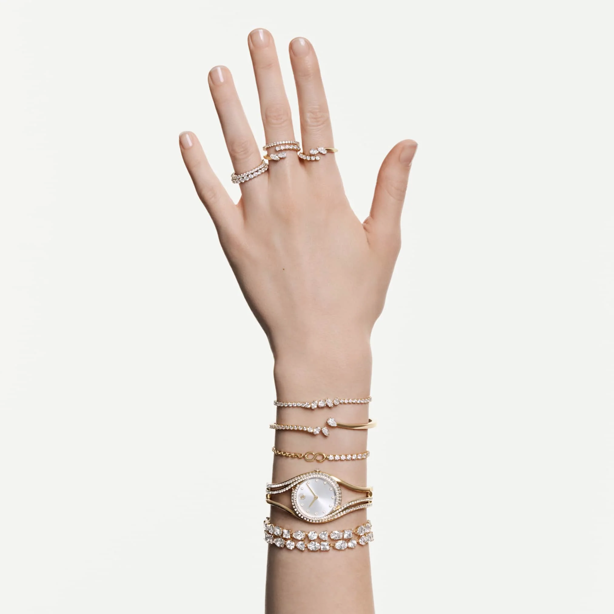 Mesmera bracelet Mixed cuts, White, 18K gold finish - Image 6