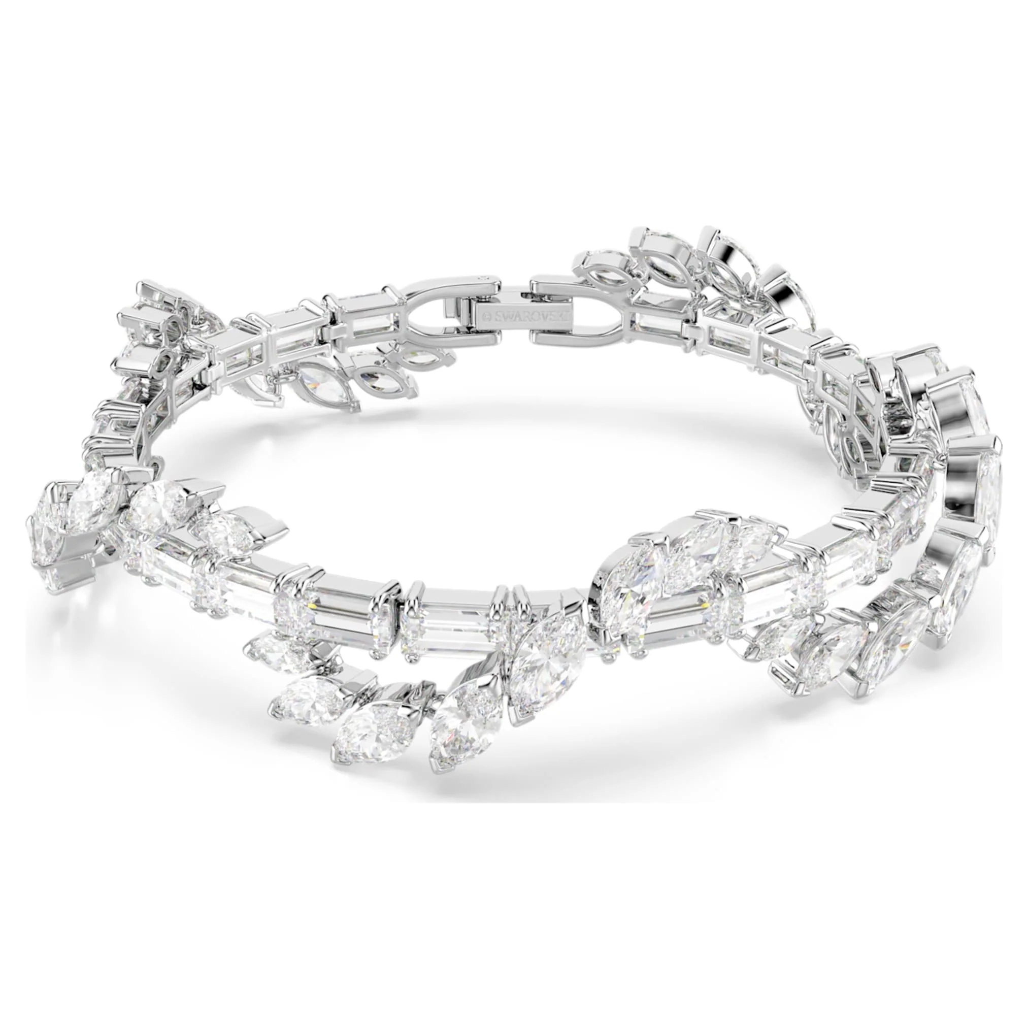 Mesmera bracelet Mixed cuts, White, Rhodium plated