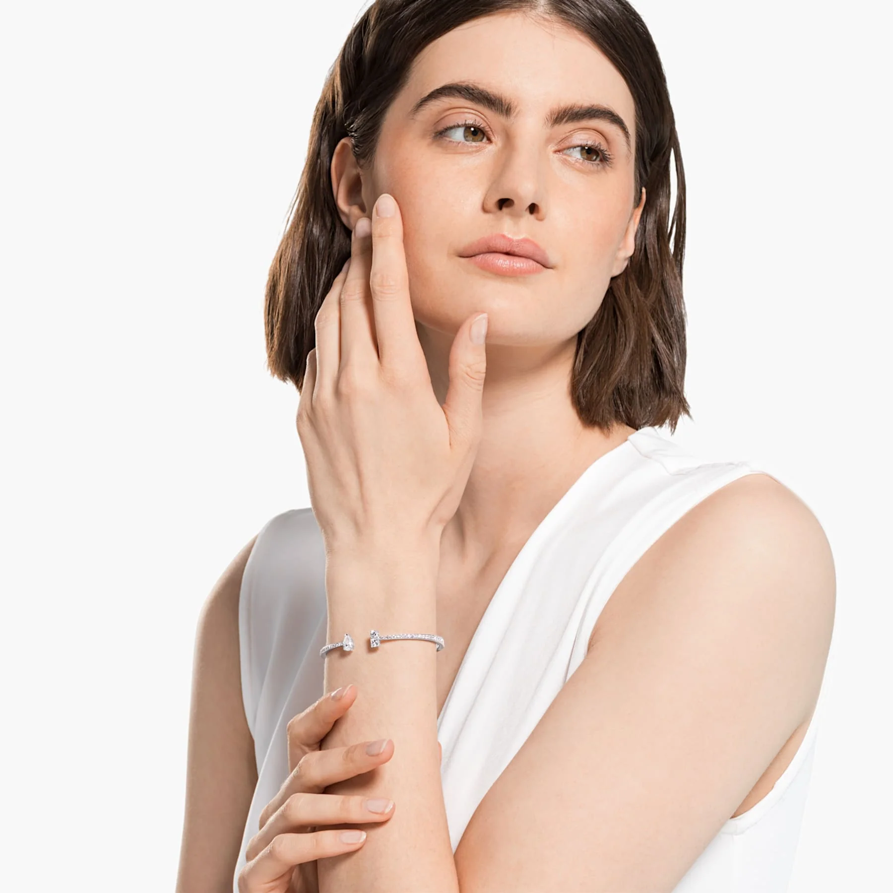Mesmera cuff Mixed cuts, White, Rhodium plated - Image 4