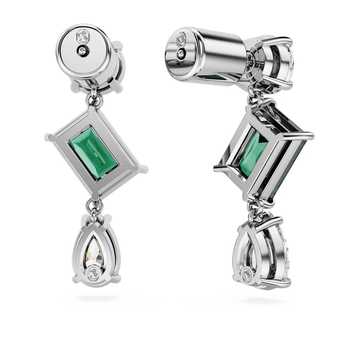 Mesmera drop earrings Mixed cuts, Green, Rhodium plated - Image 4