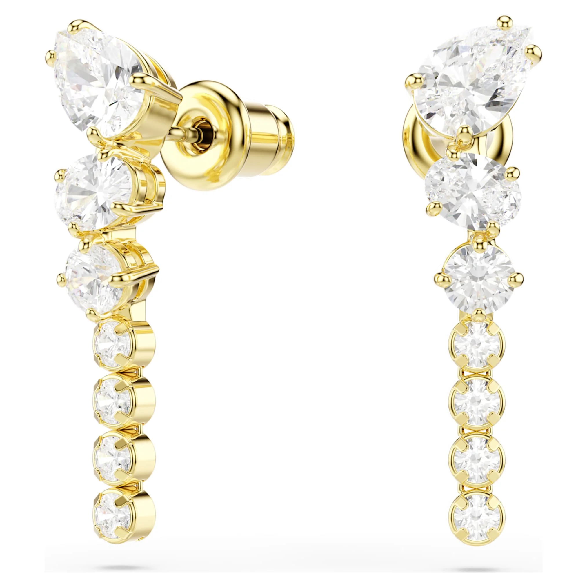 Mesmera drop earrings Mixed cuts, White, 18K gold finish - Image 2