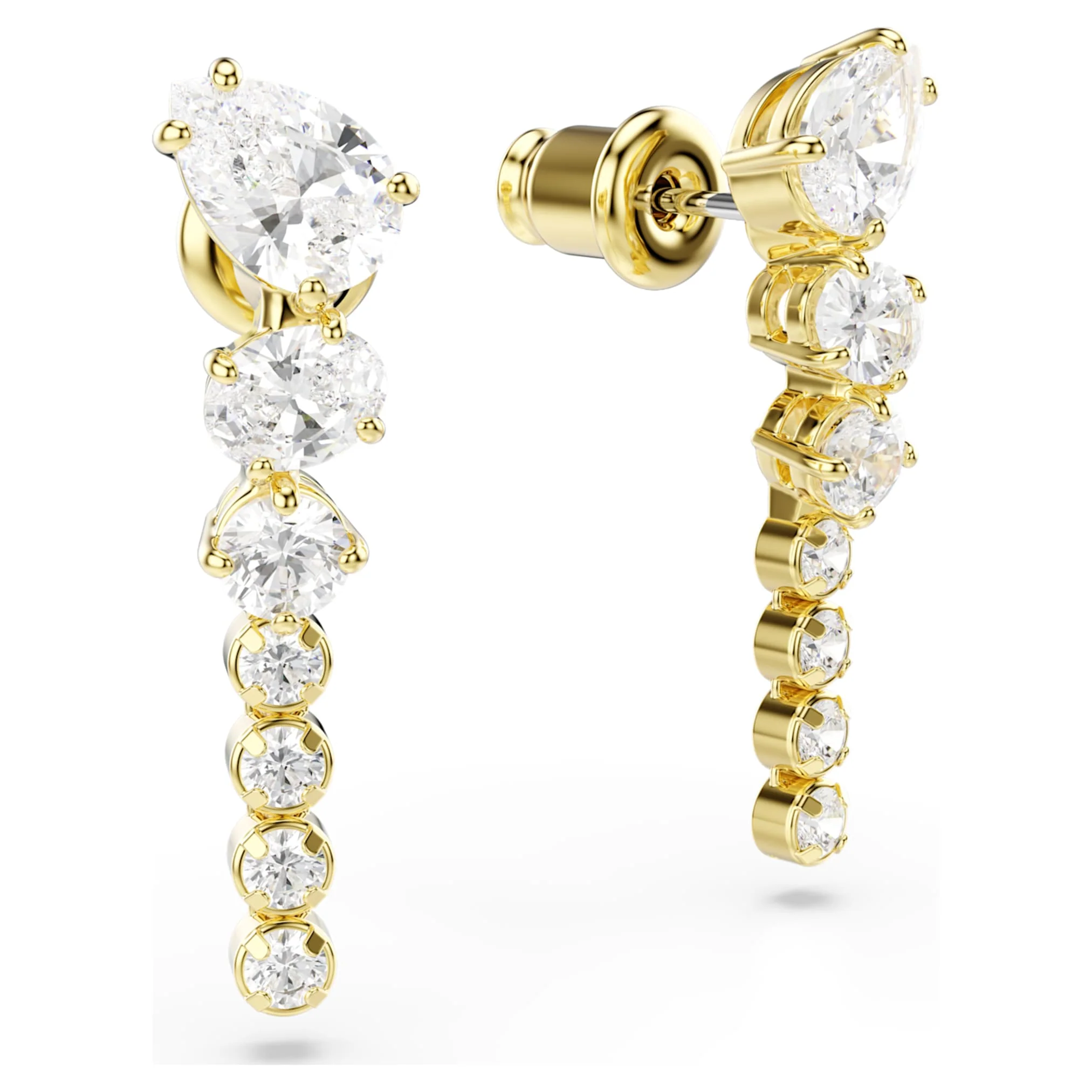 Mesmera drop earrings Mixed cuts, White, 18K gold finish - Image 3