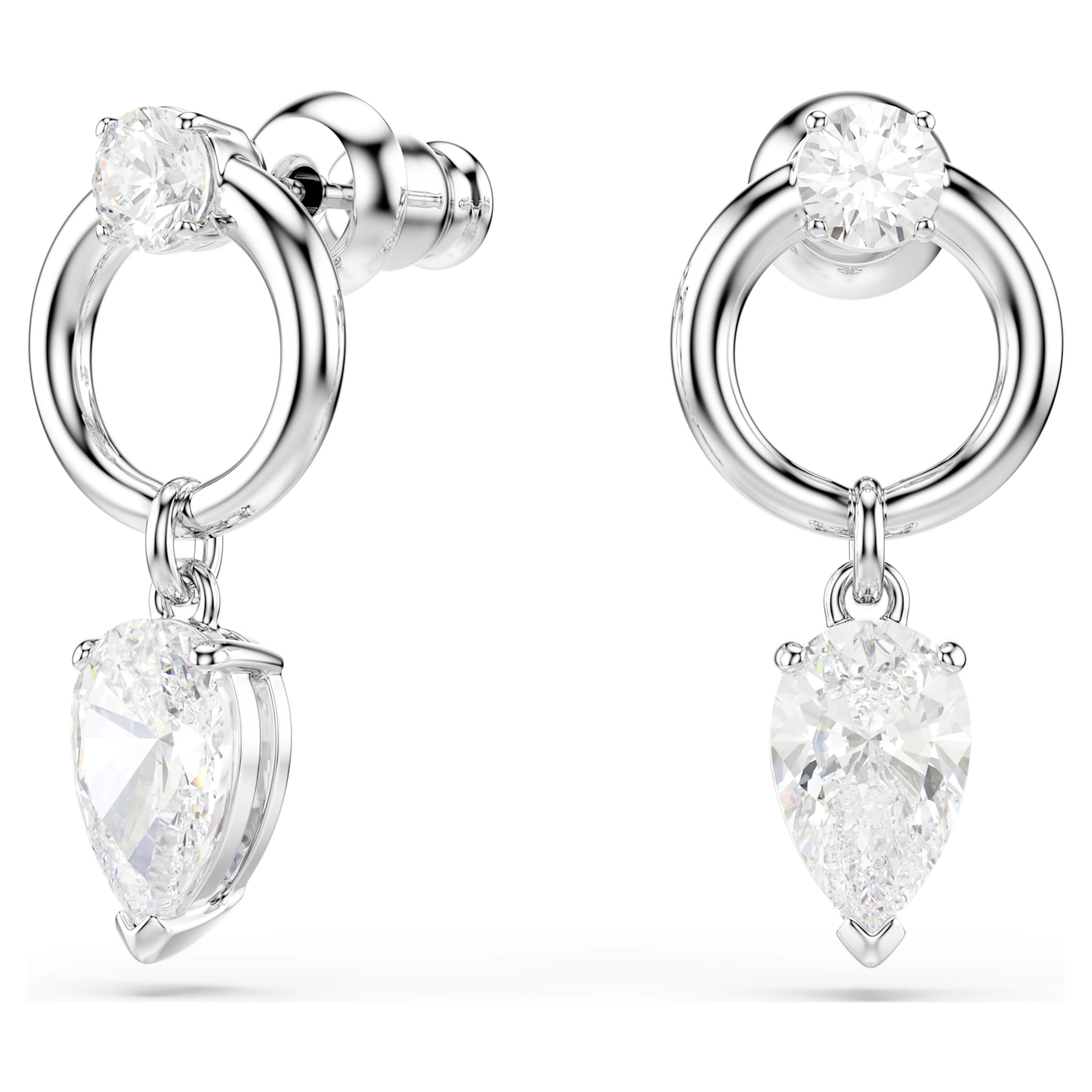Mesmera drop earrings Mixed cuts, White, Rhodium plated - Image 2