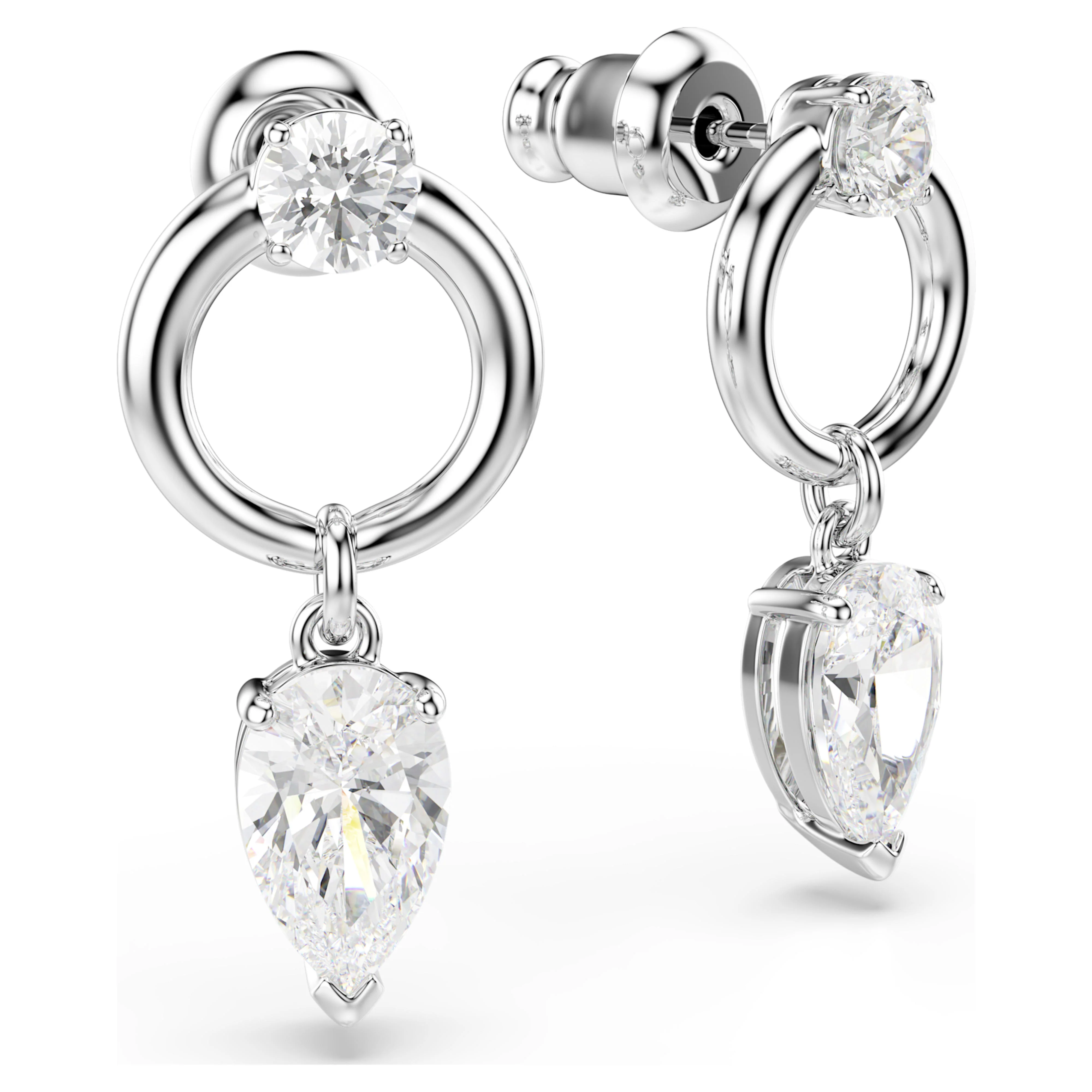 Mesmera drop earrings Mixed cuts, White, Rhodium plated - Image 3