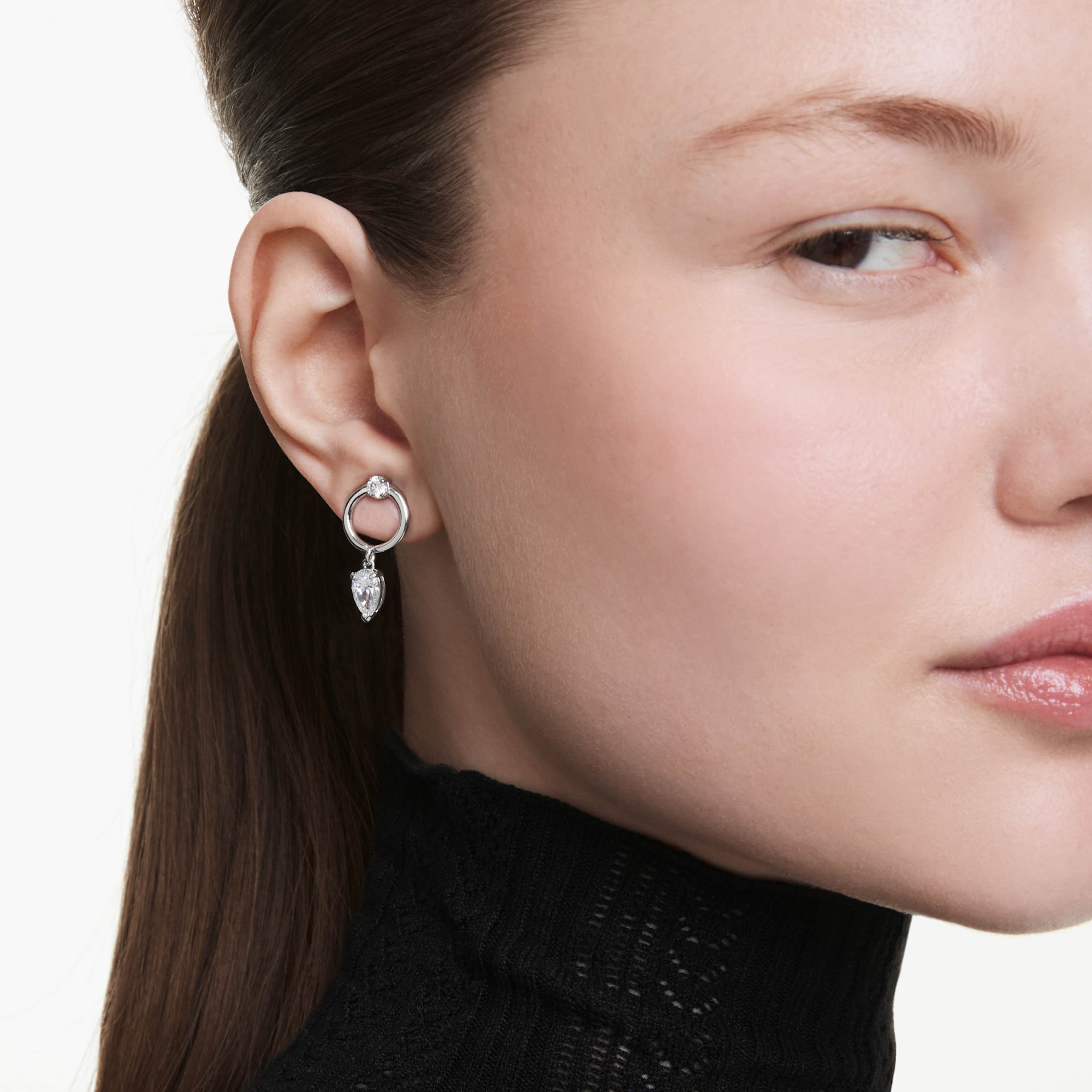 Mesmera drop earrings Mixed cuts, White, Rhodium plated - Image 5