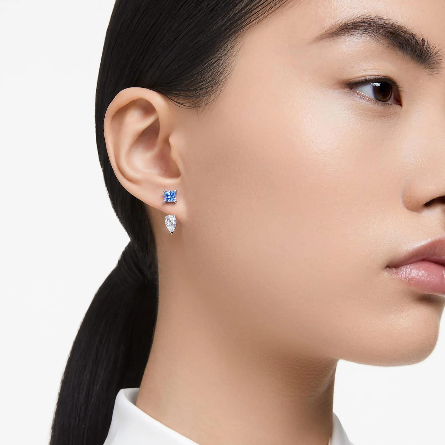 Mesmera earring jackets Mixed cuts, Detachable, Blue, Rhodium plated - Image 5