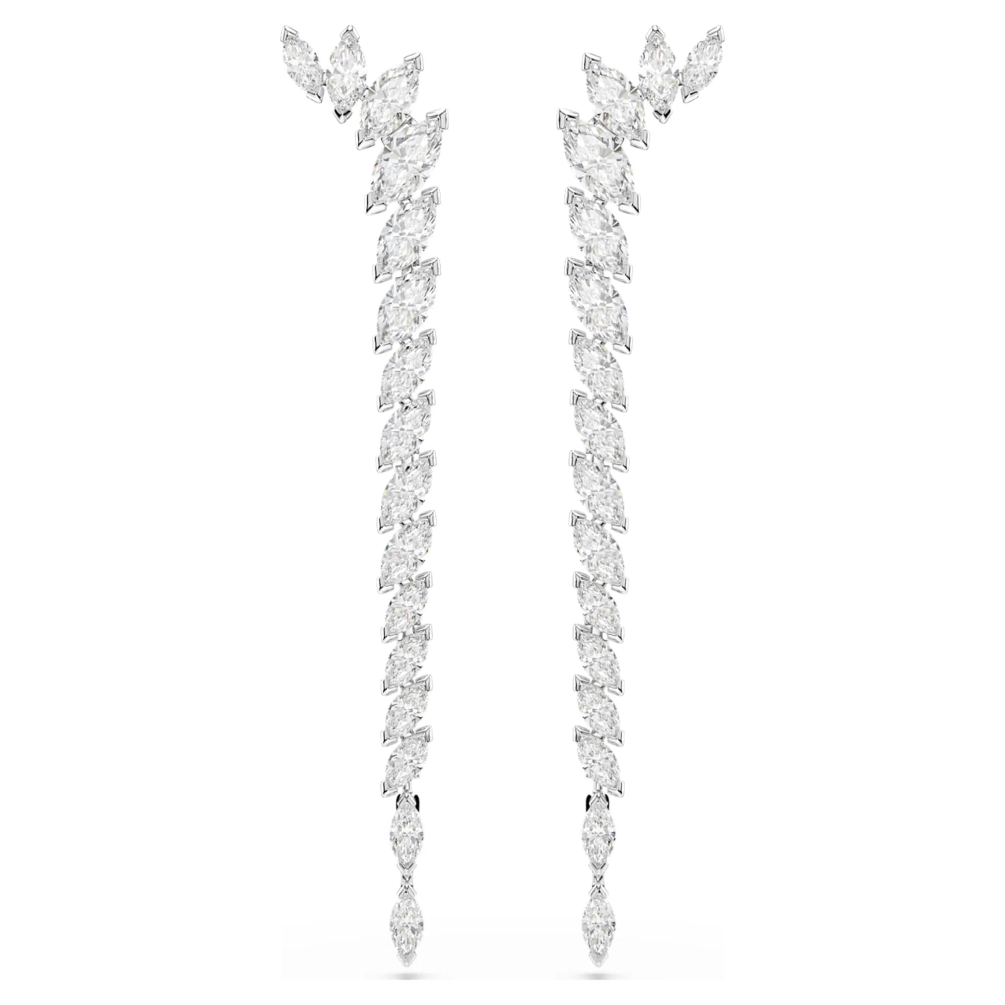 Mesmera earrings Marquise cut, White, Rhodium plated