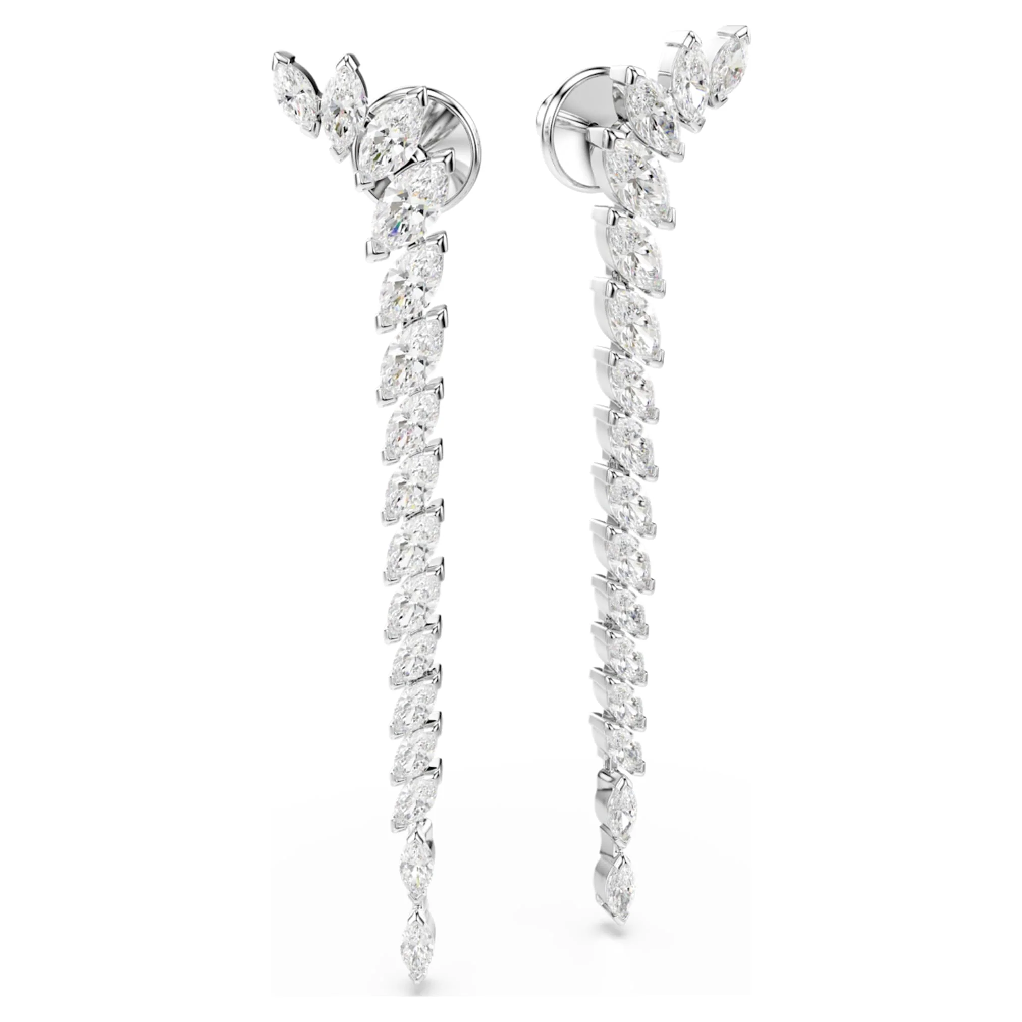 Mesmera earrings Marquise cut, White, Rhodium plated - Image 3