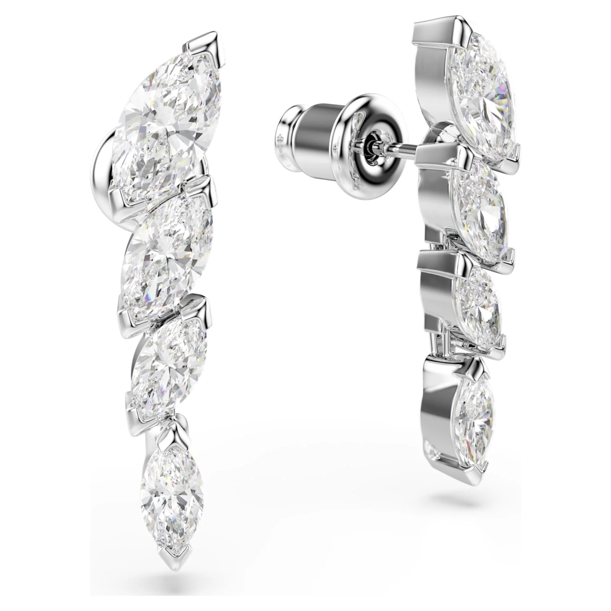 Mesmera earrings Marquise cut, White, Rhodium plated - Image 3