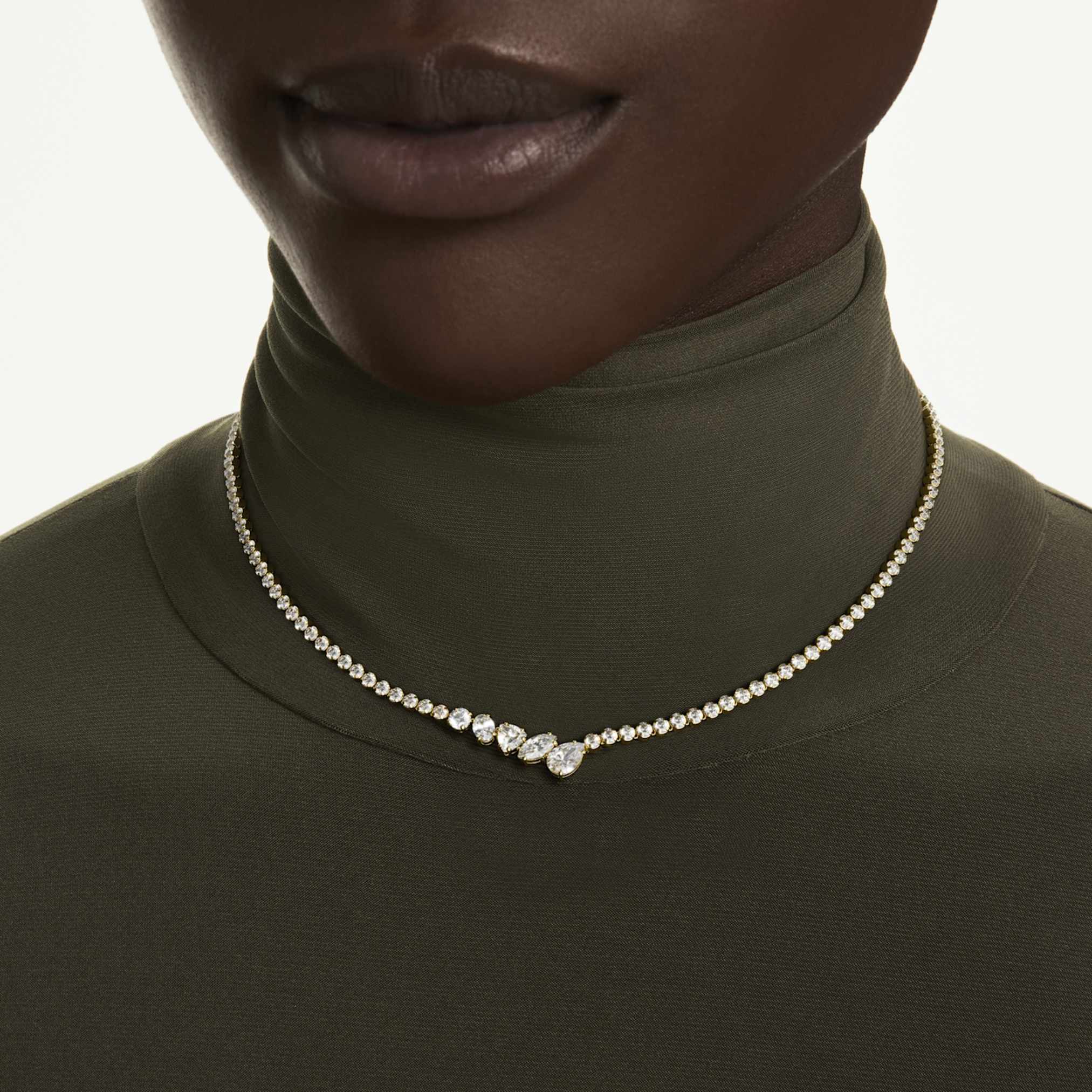 Mesmera necklace Mixed cuts, White, 18K gold finish - Image 5