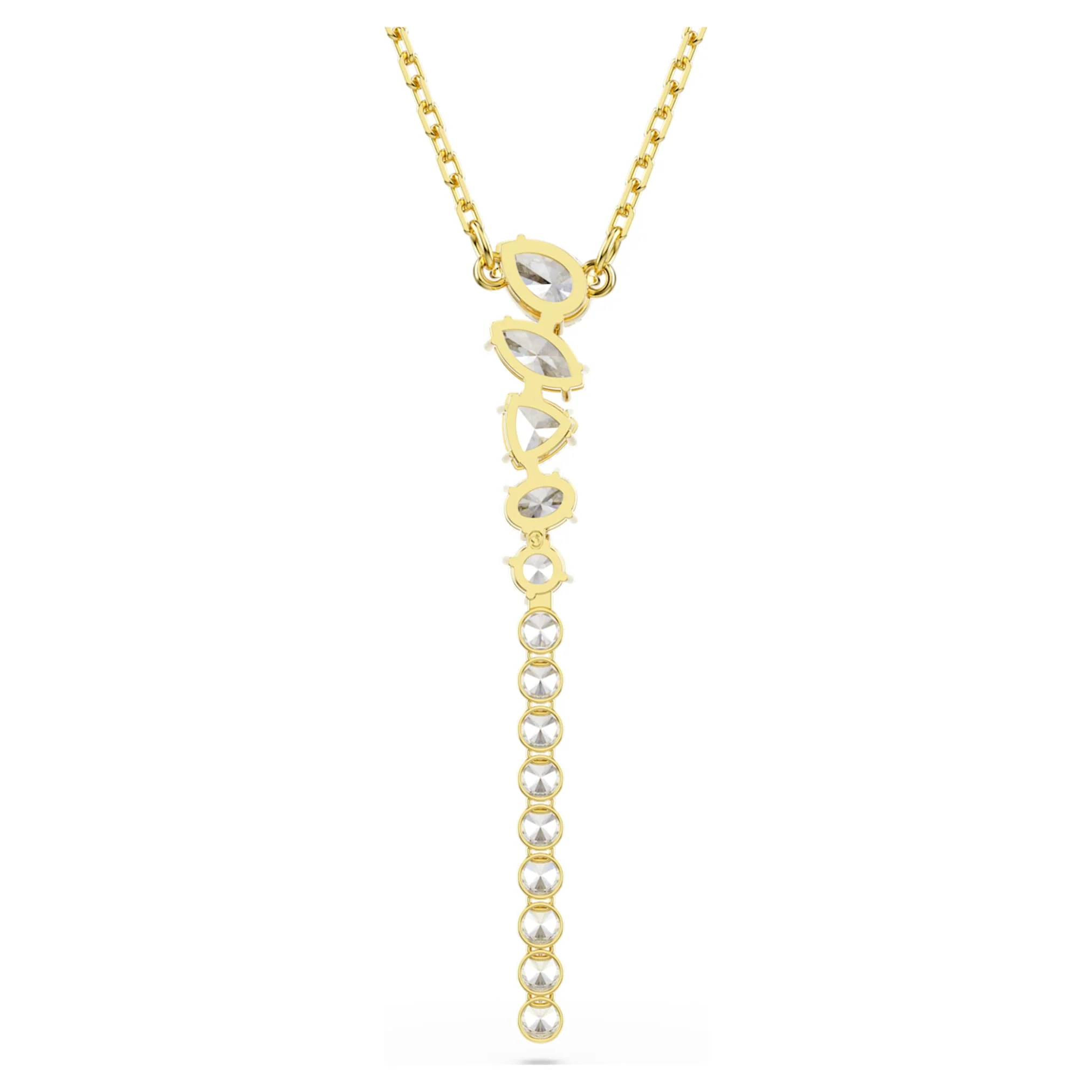 Mesmera Y necklace Mixed cuts, White, 18K gold finish - Image 5