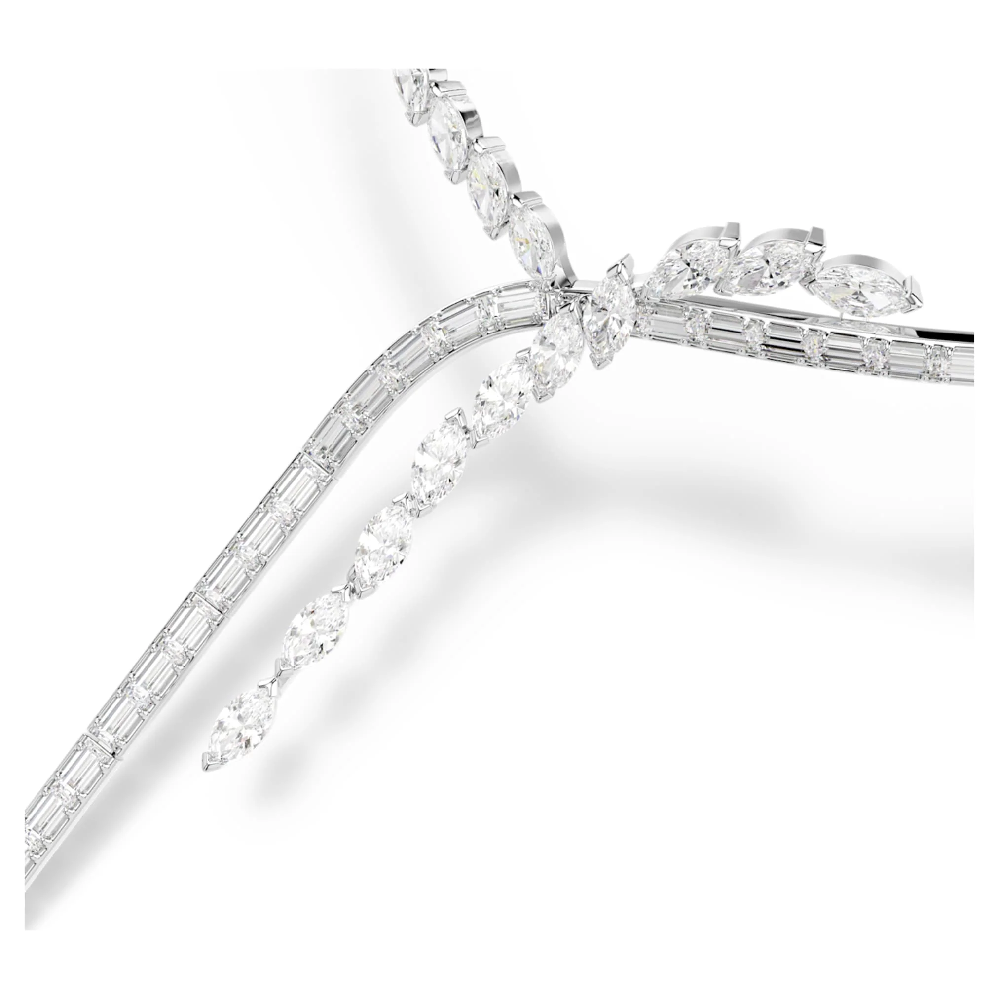 Mesmera Y necklace Mixed cuts, White, Rhodium plated - Image 2