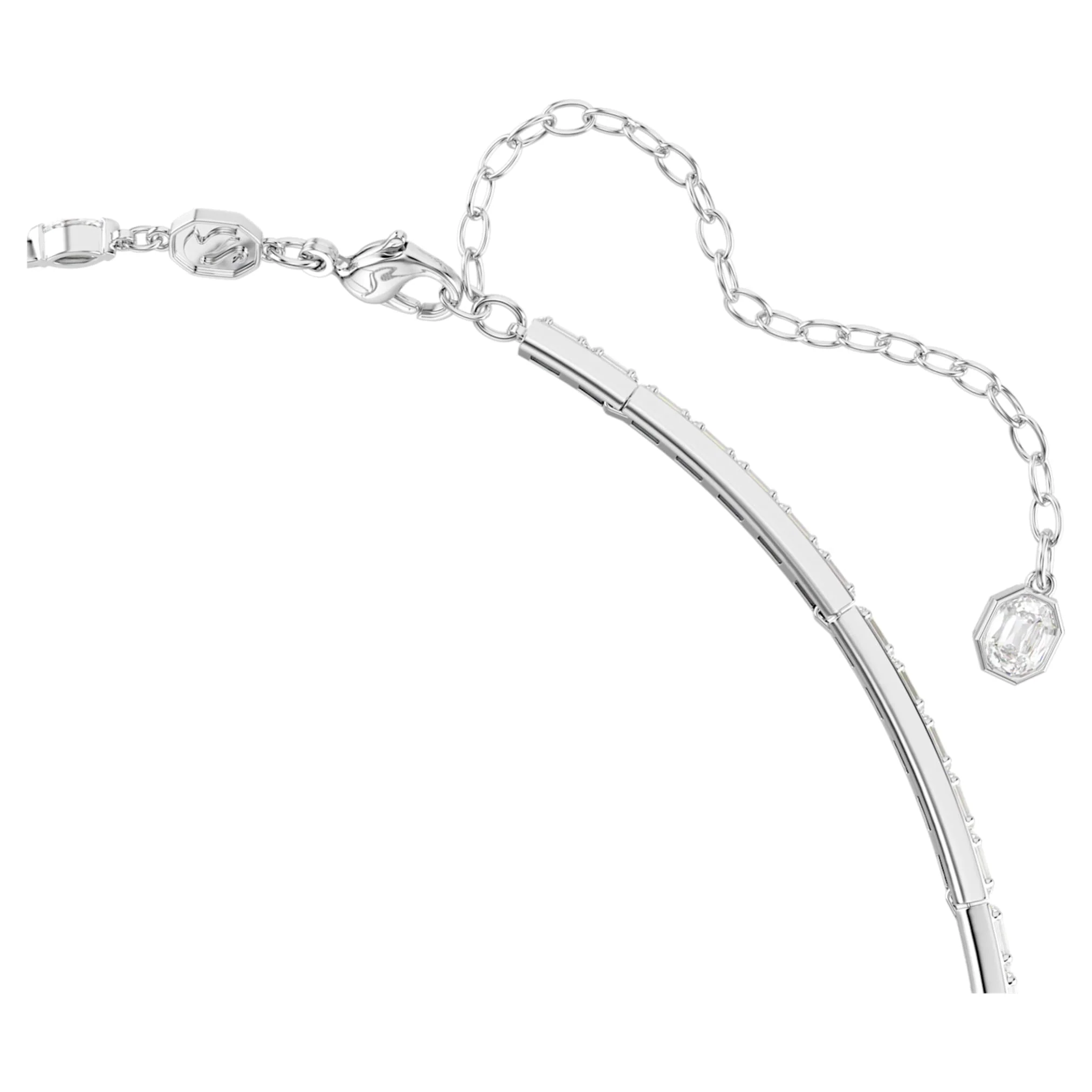 Mesmera Y necklace Mixed cuts, White, Rhodium plated - Image 3