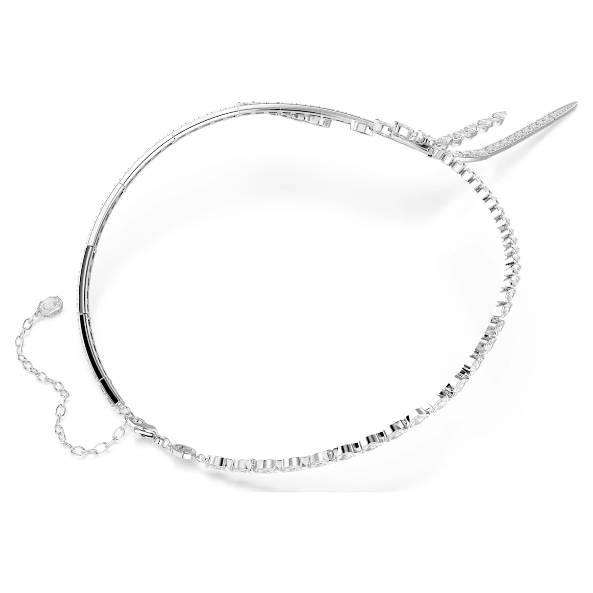 Mesmera Y necklace Mixed cuts, White, Rhodium plated - Image 4