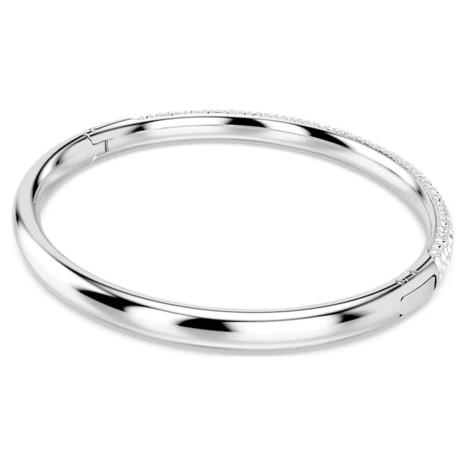 Meteora bangle Snow pavé, White, Rhodium plated - Image 4